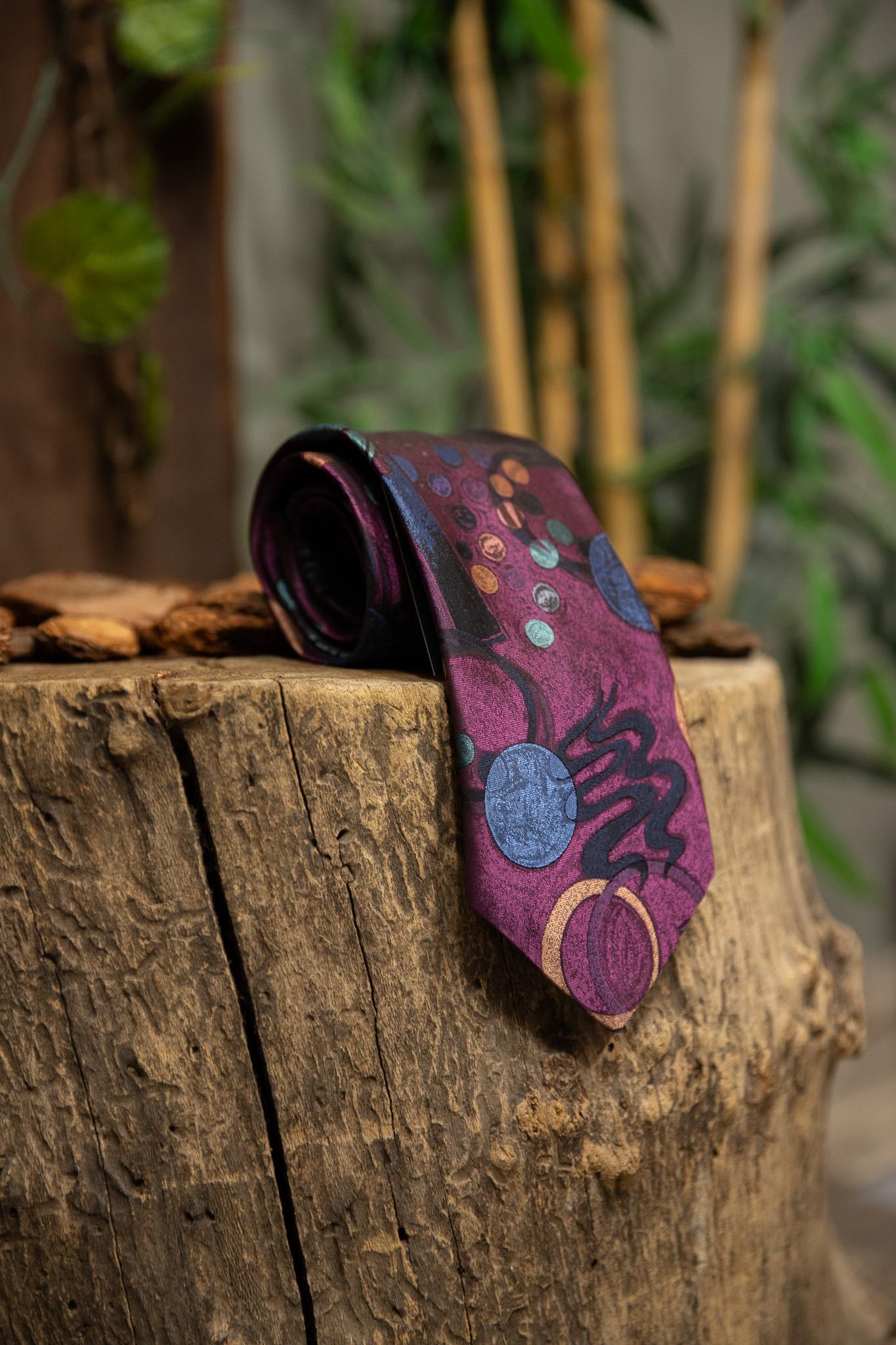 90s Purple Silk Kravat