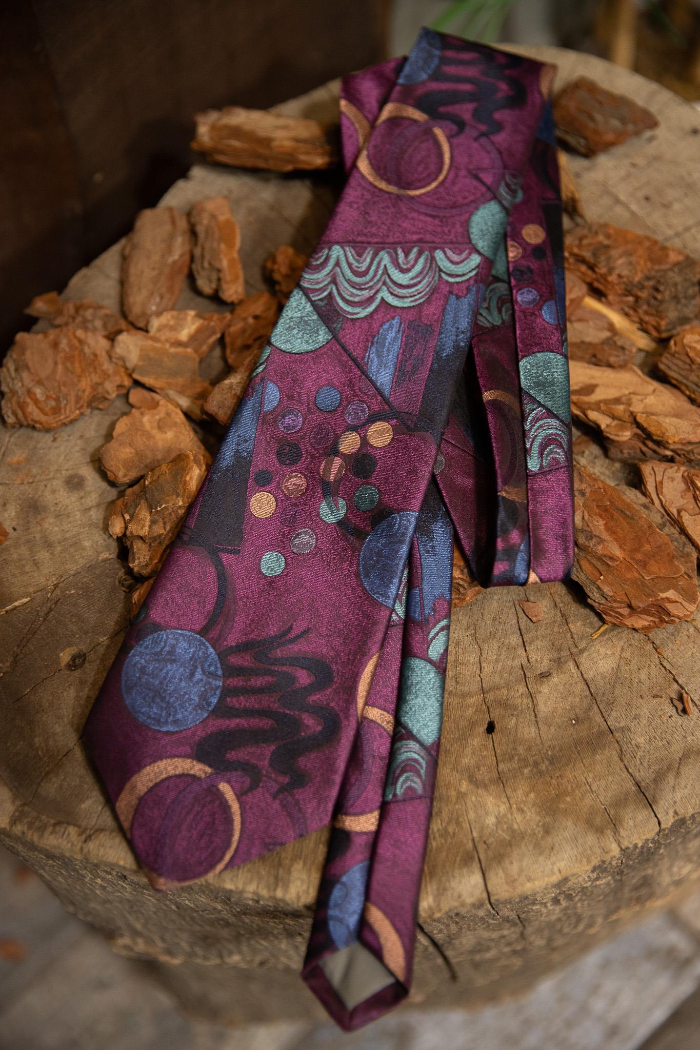 90s Purple Silk Kravat