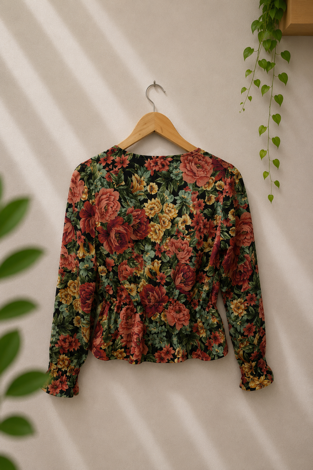 90s Romantik Floral Bluz/Gömlek