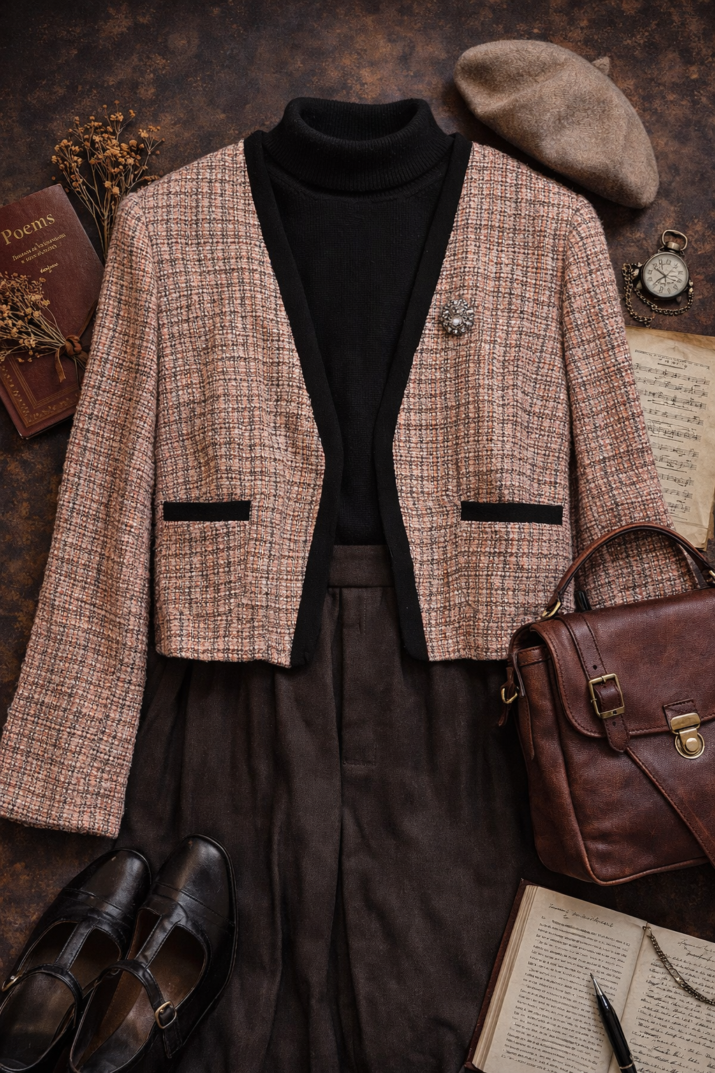 90s Tweed Pembe Blazer Ceket