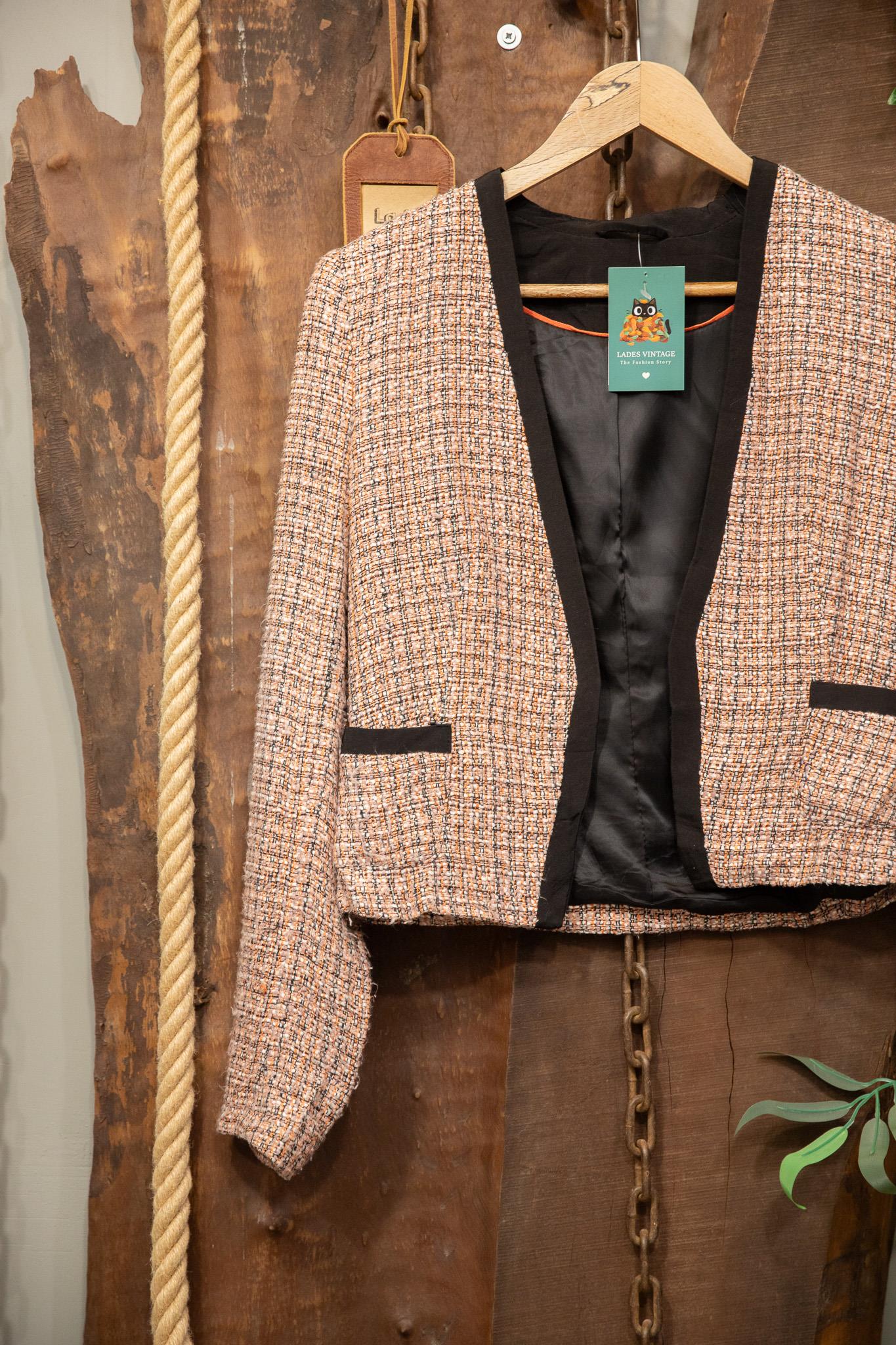 90s Tweed Pembe Blazer Ceket