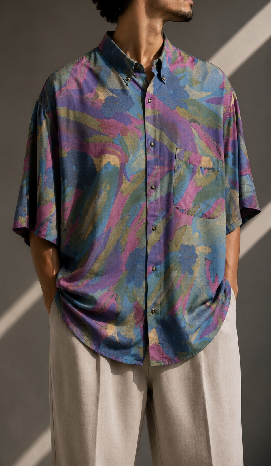 90s Watercolor Oversize Gömlek