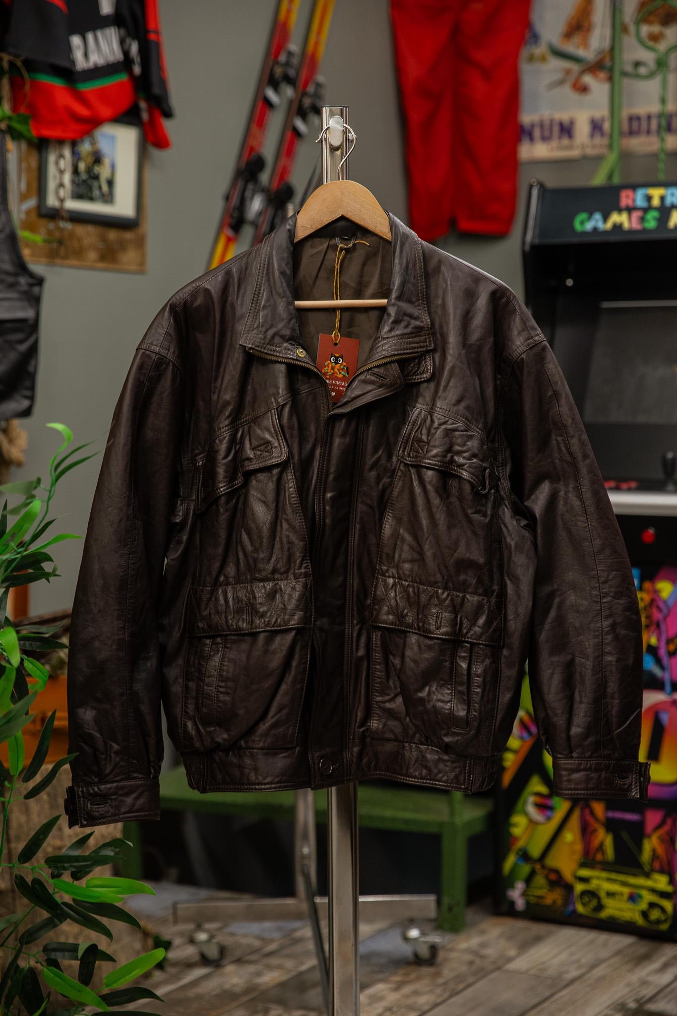 Acı Kahve Renk Bomber Unisex Deri Ceket