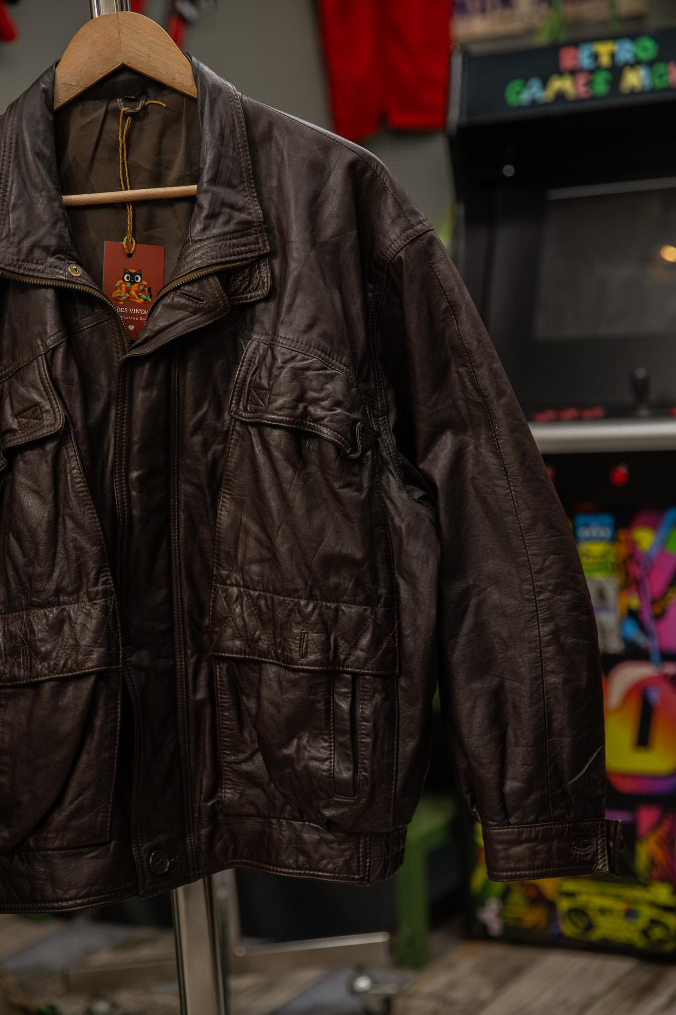 Acı Kahve Renk Bomber Unisex Deri Ceket