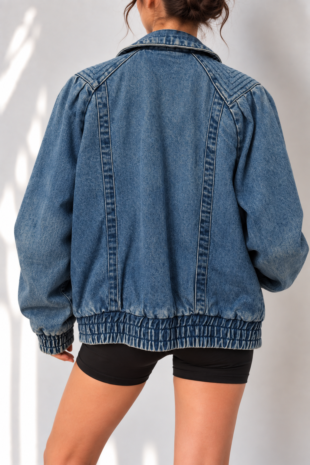 Acid Wash İçi Kürklü Bomber Kot Ceket