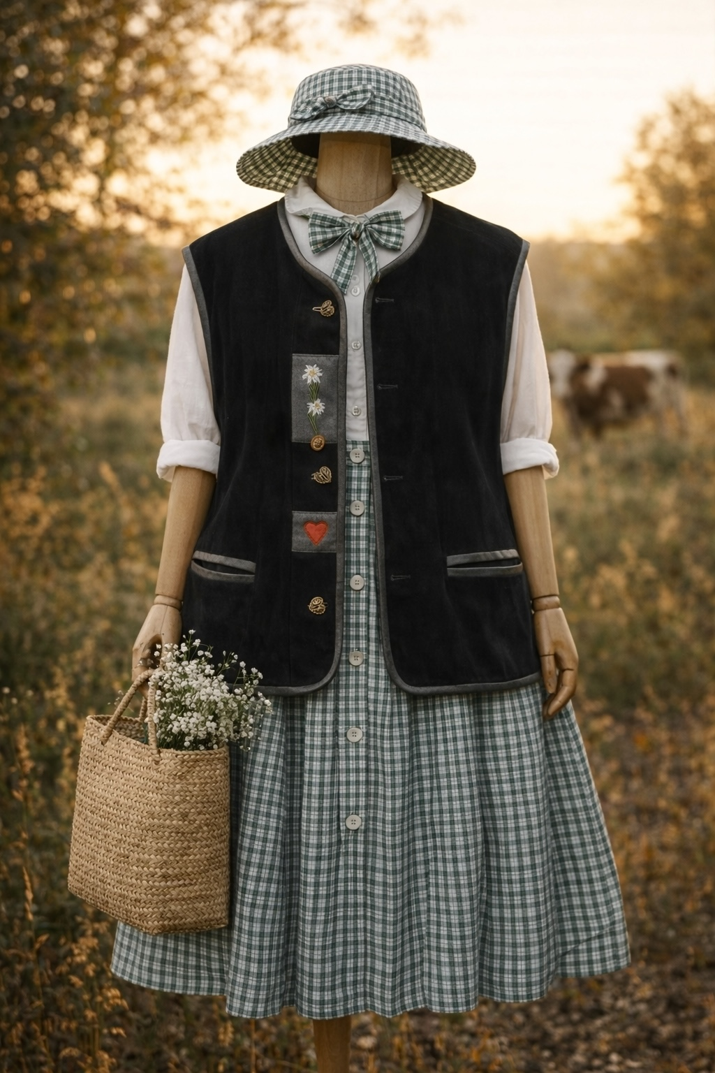 Alpine Boho Vest Süet Deri Yelek/Ceket
