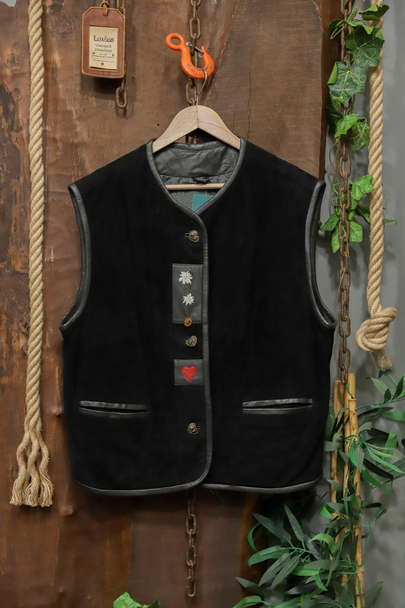 Alpine Boho Vest Süet Deri Yelek/Ceket