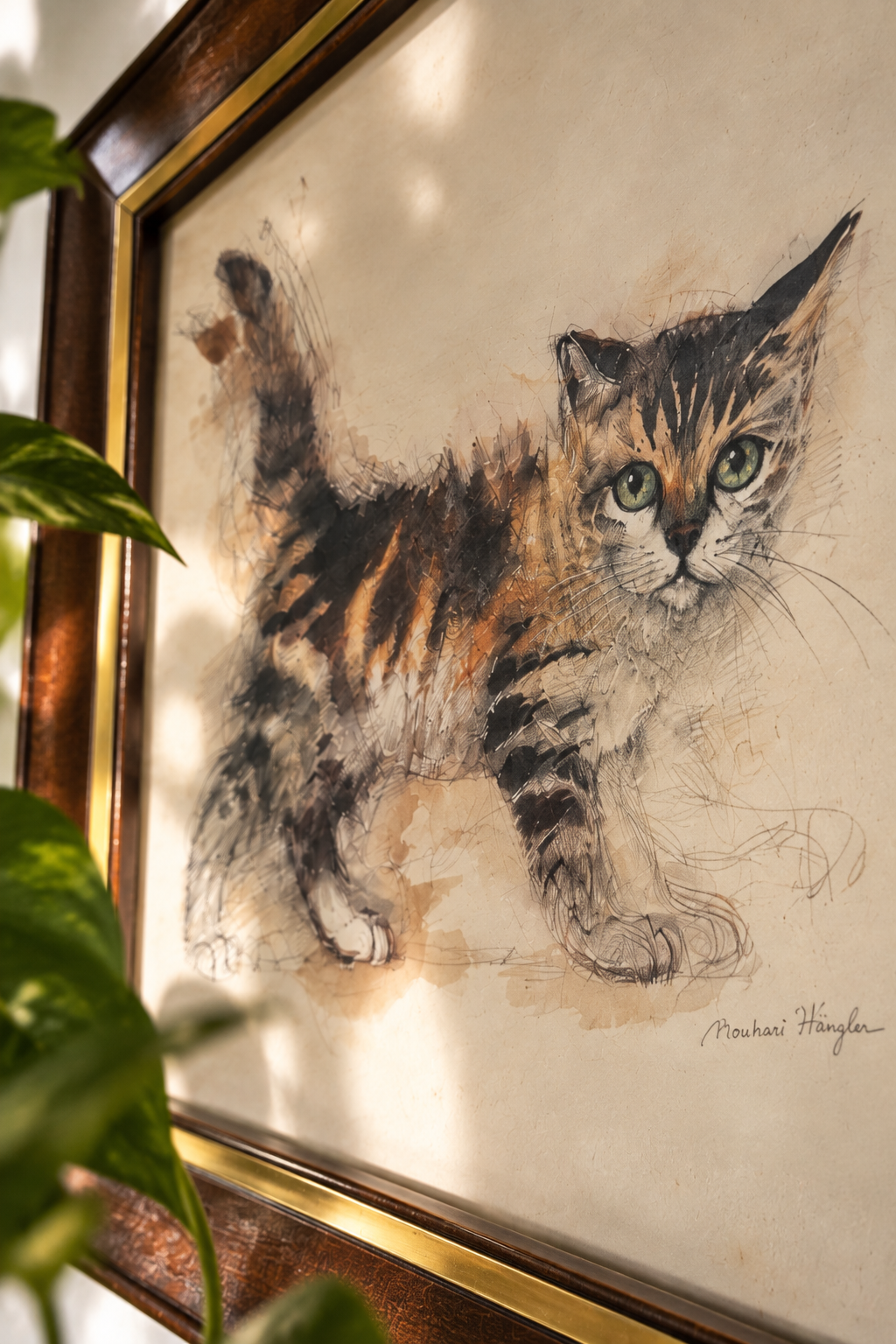 Antika Kedi Eskizi Tablosu