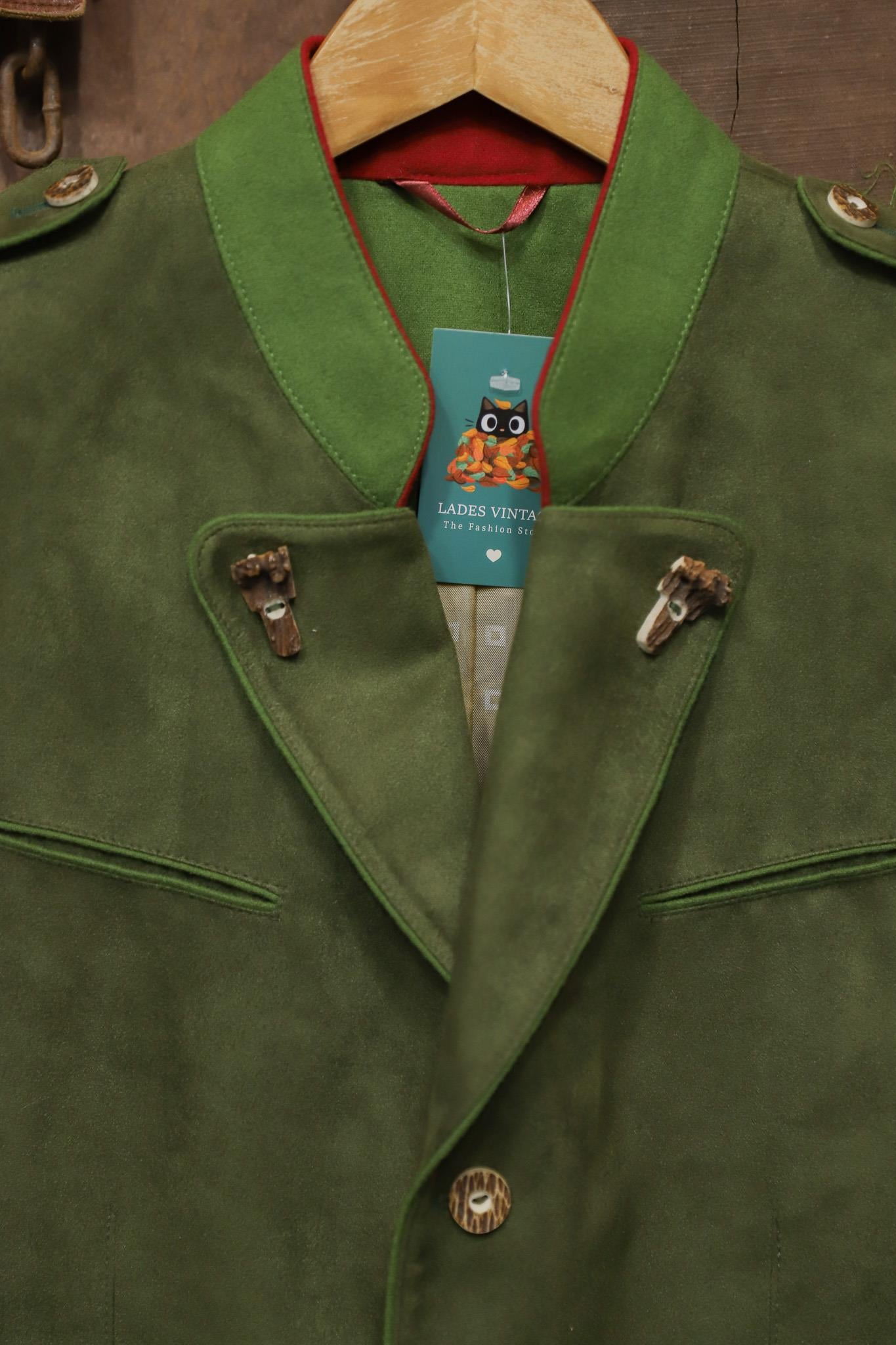 Austrian Bavyera Green Suede Blazer Ceket