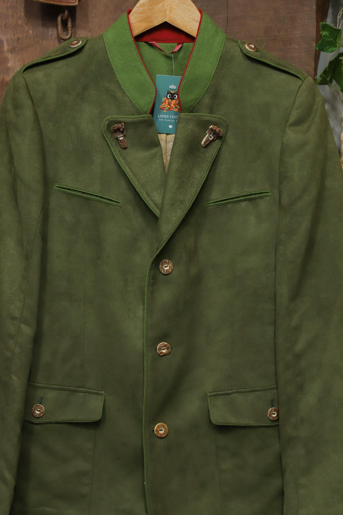 Austrian Bavyera Green Suede Blazer Ceket