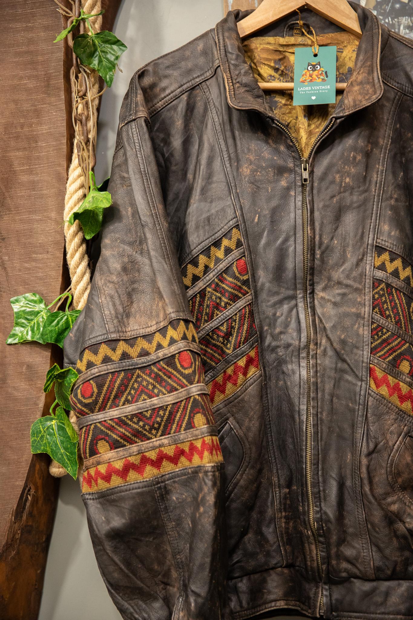 Aztec 80s Ethnic Deri Ceket