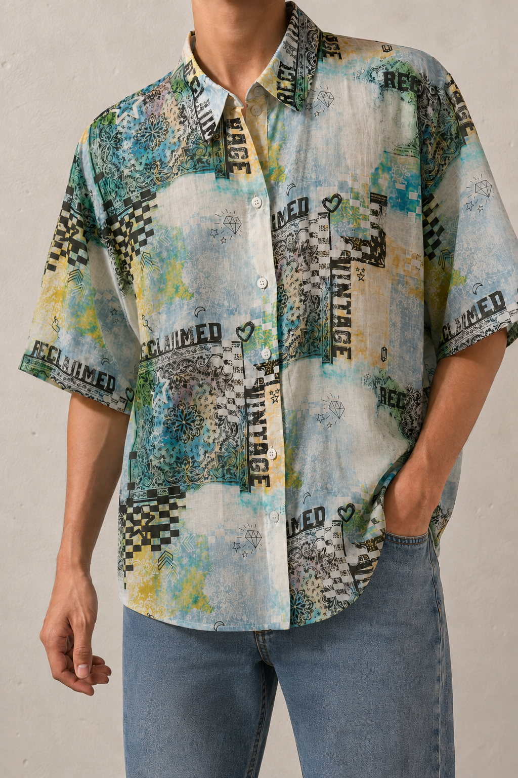 Bandana Print Tipgrafi Desen Gömlek