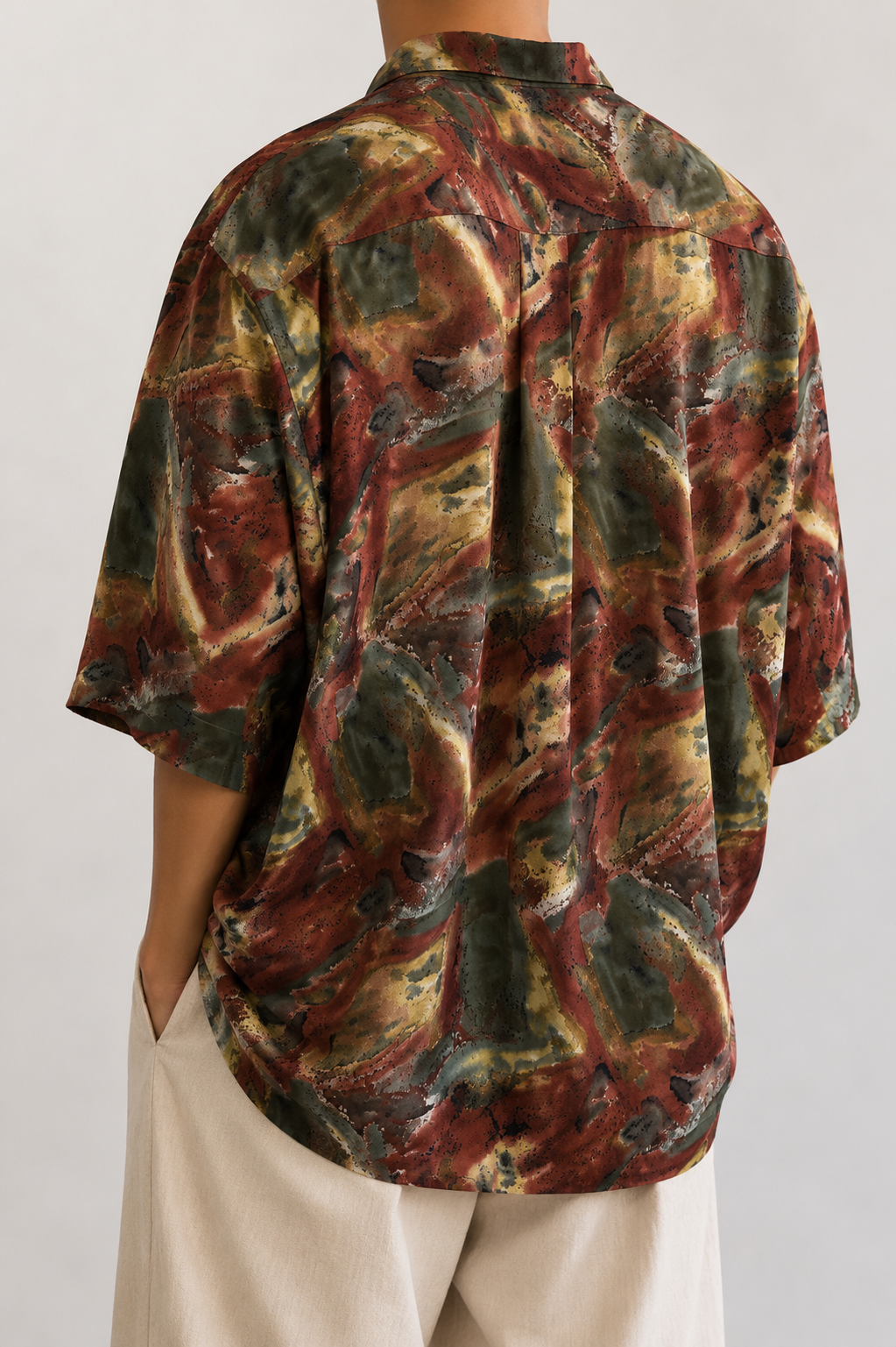 Batik/Boyama Efektli Oversize Gömlek