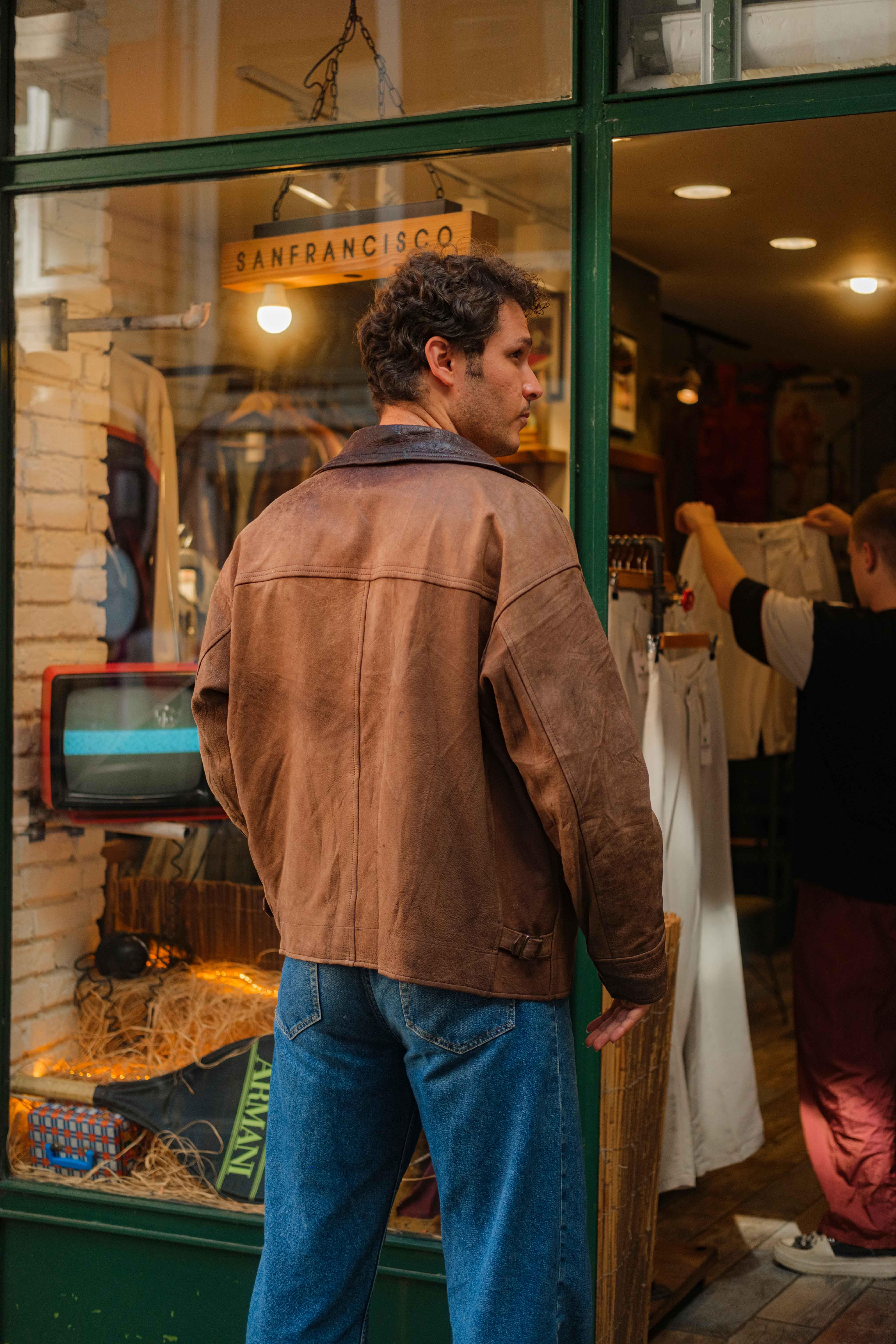 Berlin Vintage Eskitme Deri Ceket