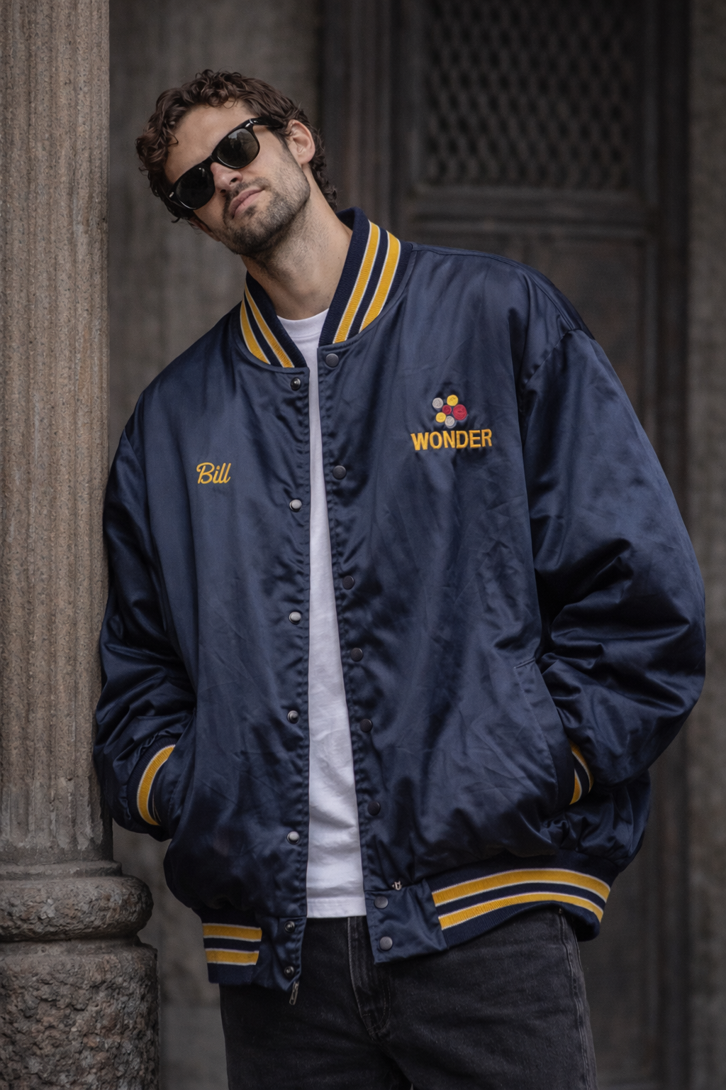Bill Wonder Satin Kolej Bomber Ceket