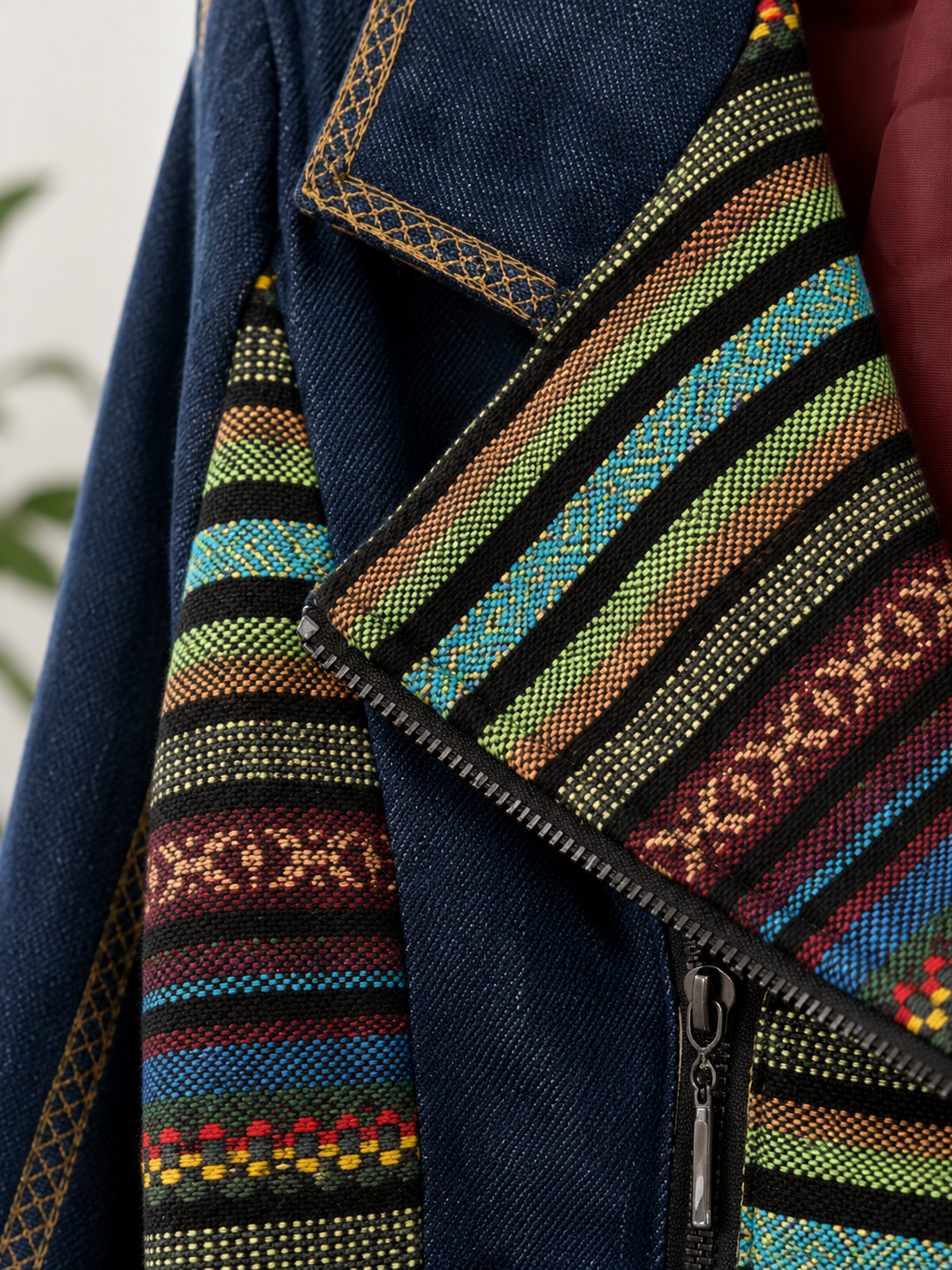 Bohemian Aztek Moto Denim Ceket