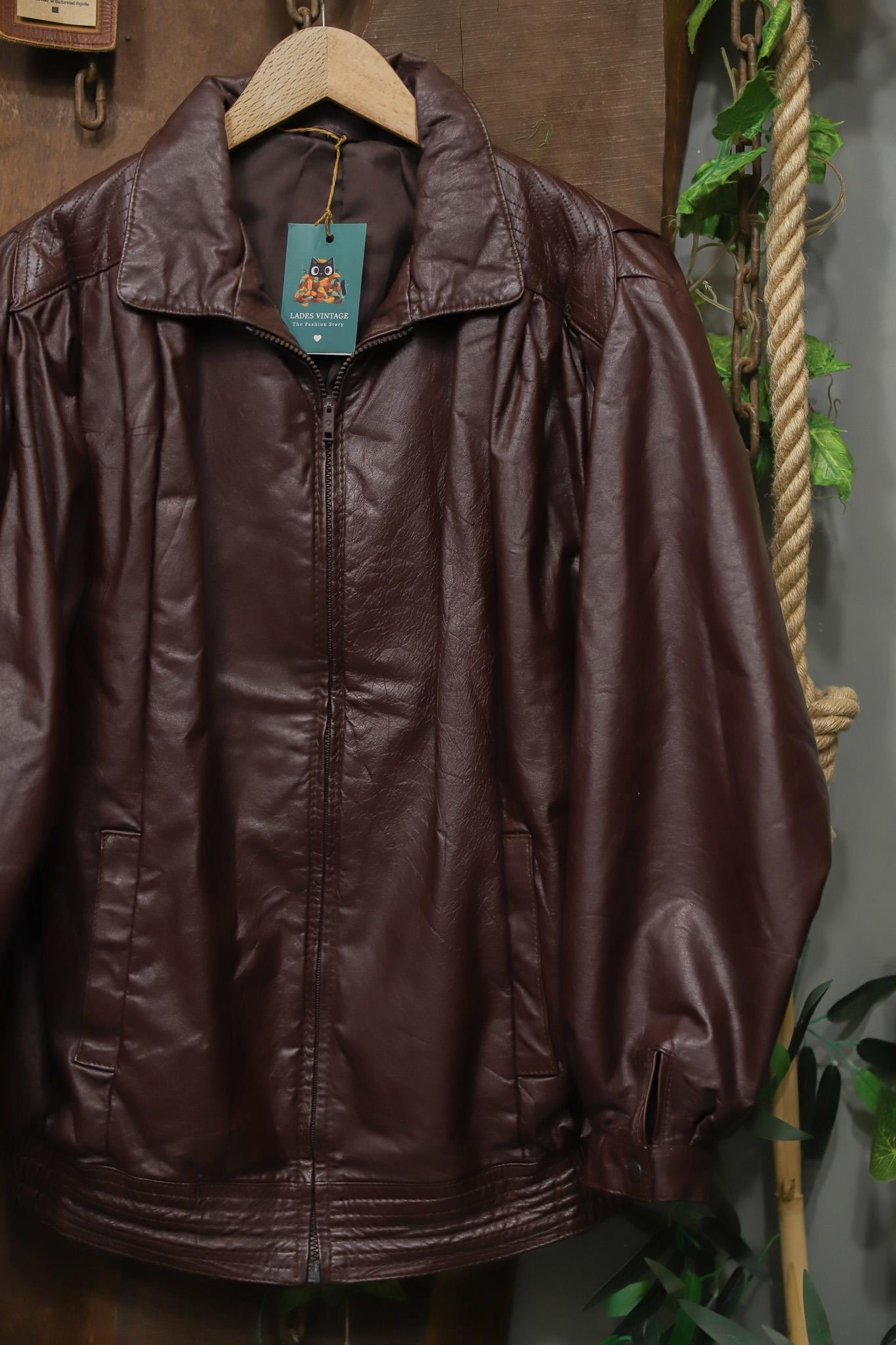 Bordo 90s Bomber Deri Ceket
