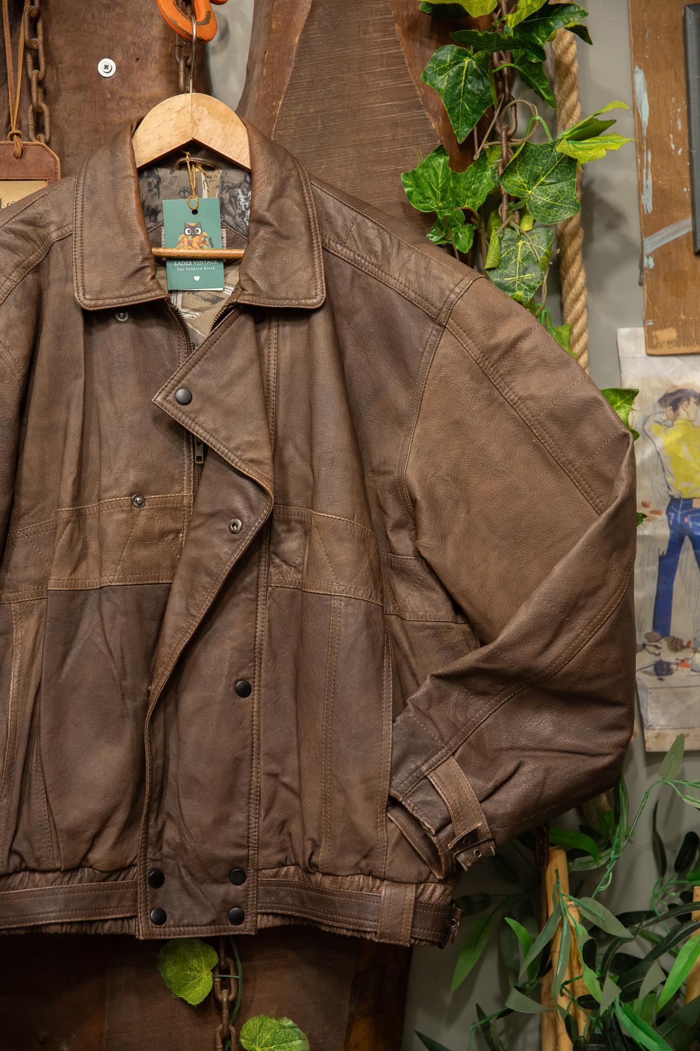 Brown 90s Bomber Deri Ceket
