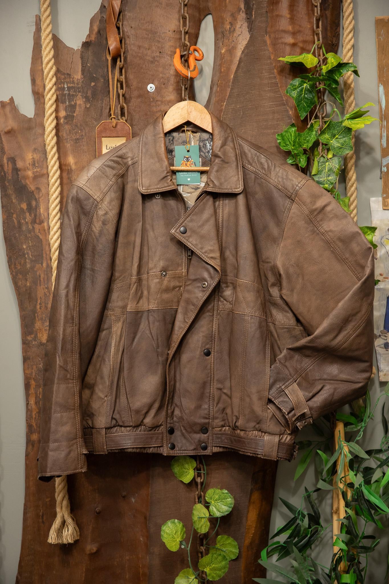 Brown 90s Bomber Deri Ceket