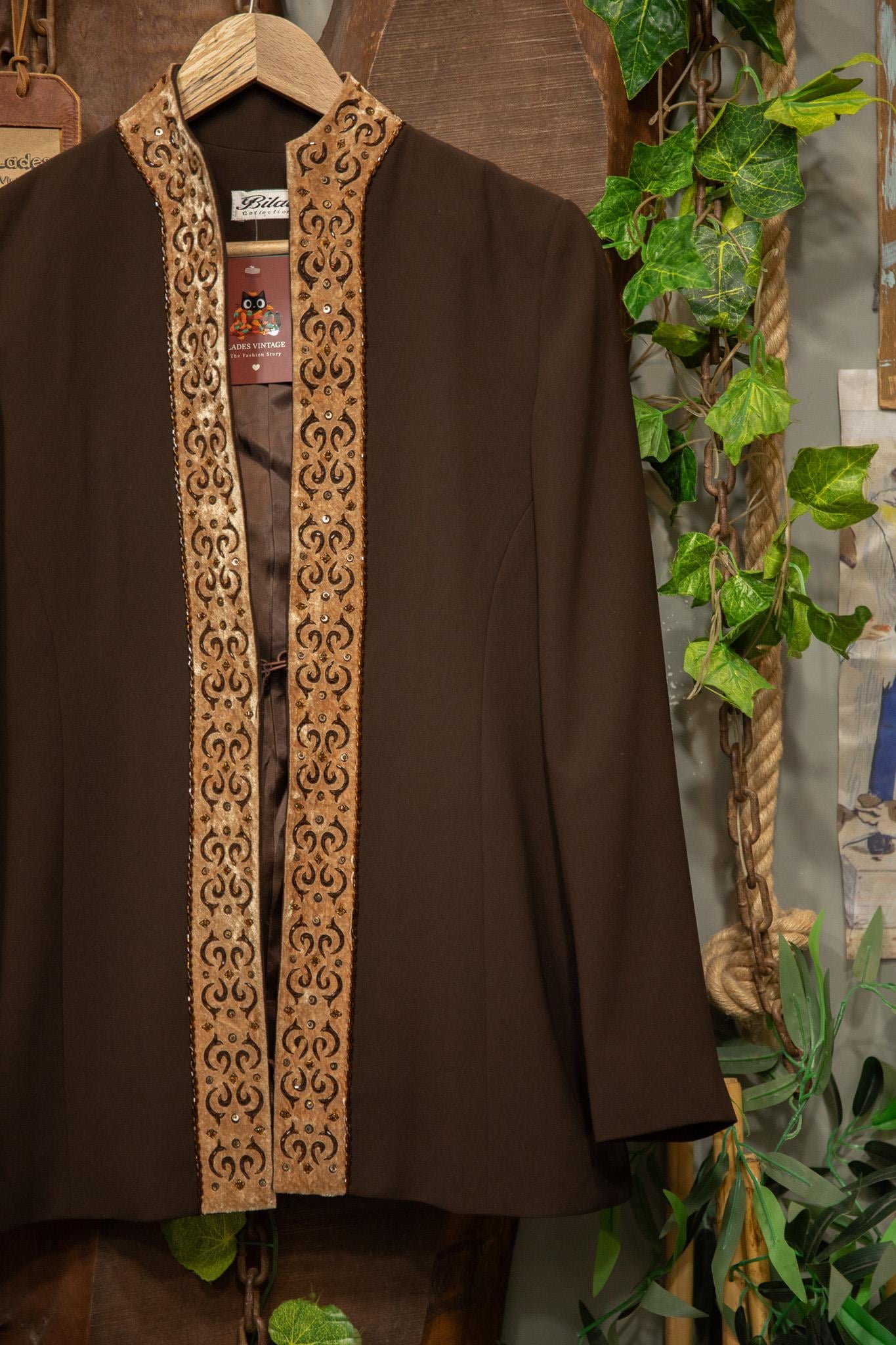 Brown Boho Yaka Detay 90s Ceket