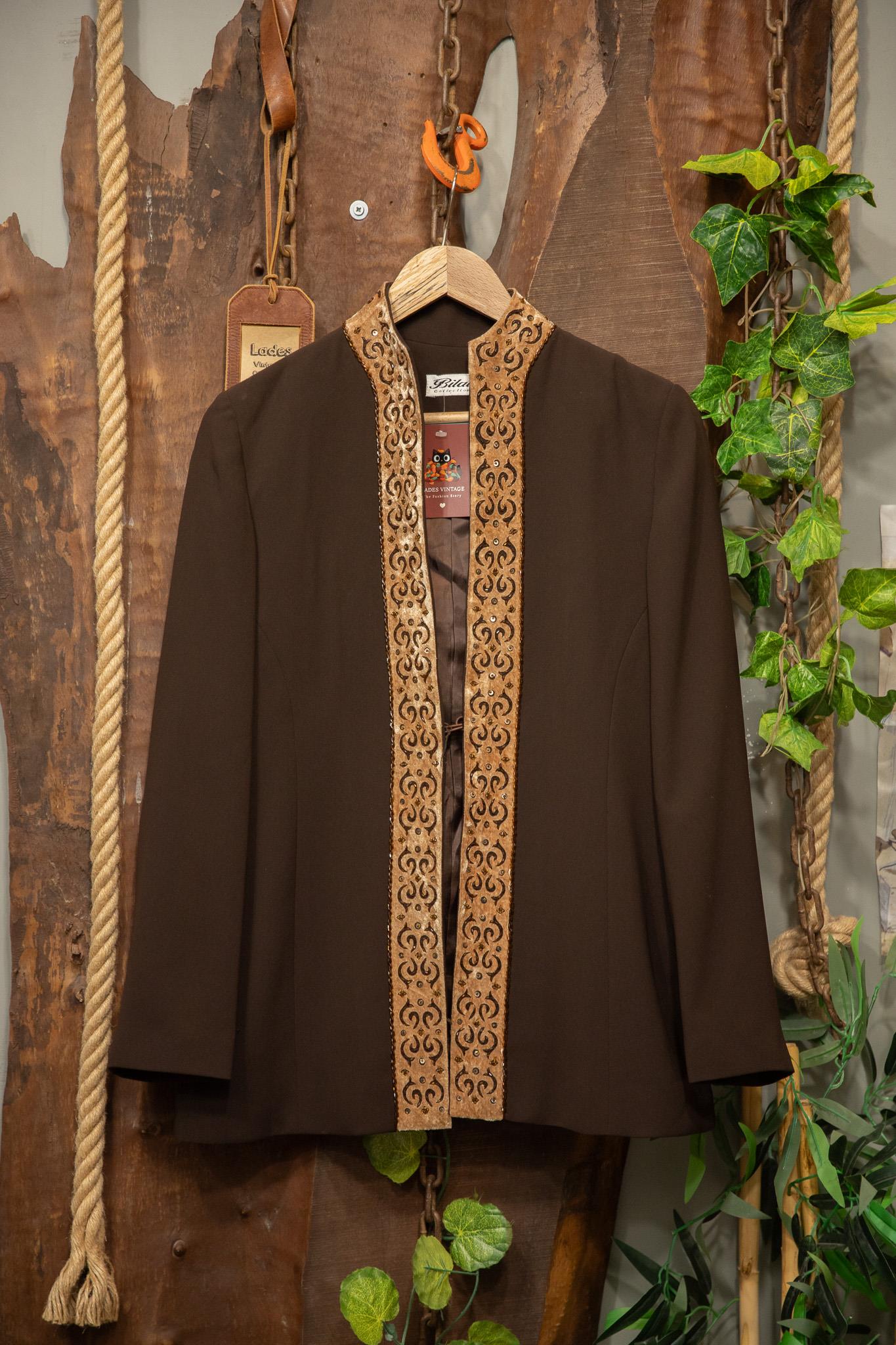Brown Boho Yaka Detay 90s Ceket