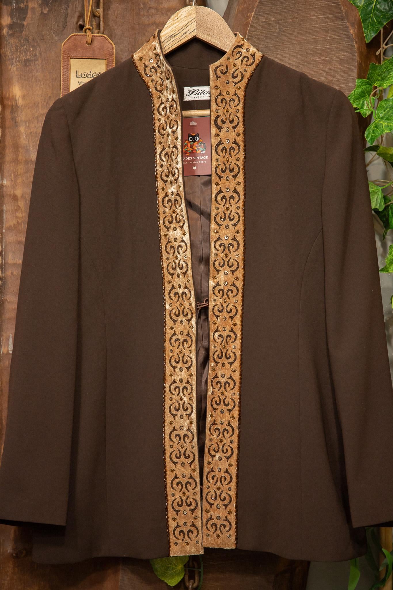 Brown Boho Yaka Detay 90s Ceket