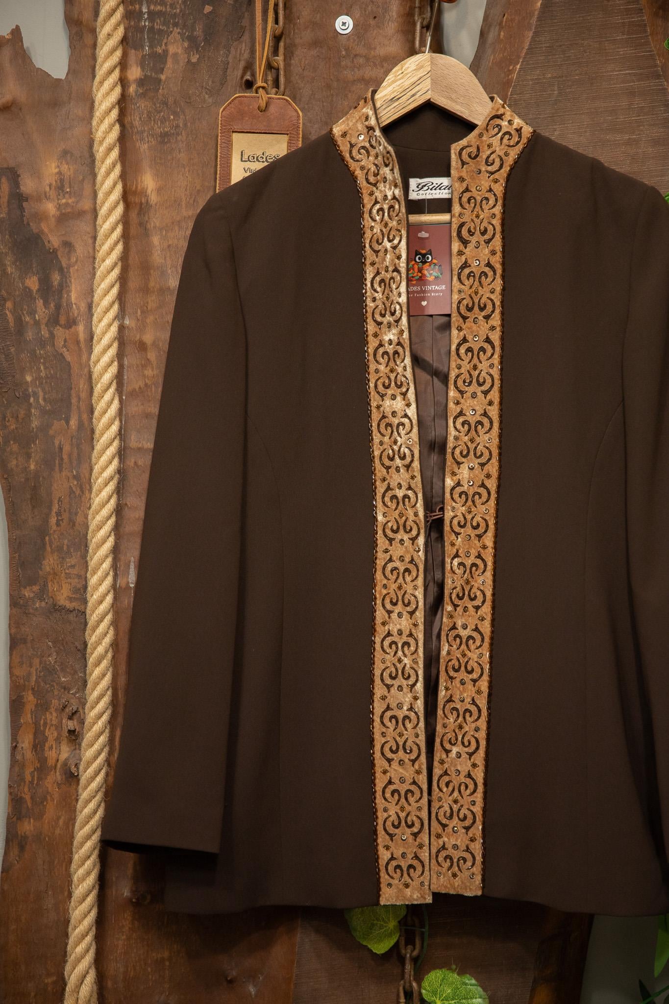 Brown Boho Yaka Detay 90s Ceket