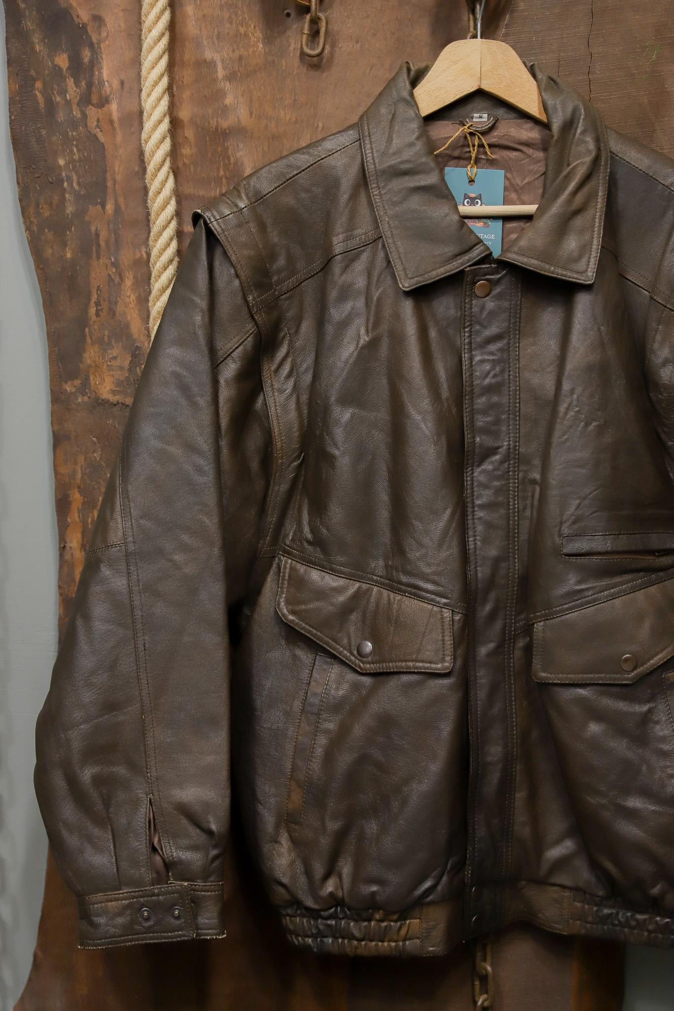 Brown Bomber 90s Deri Ceket