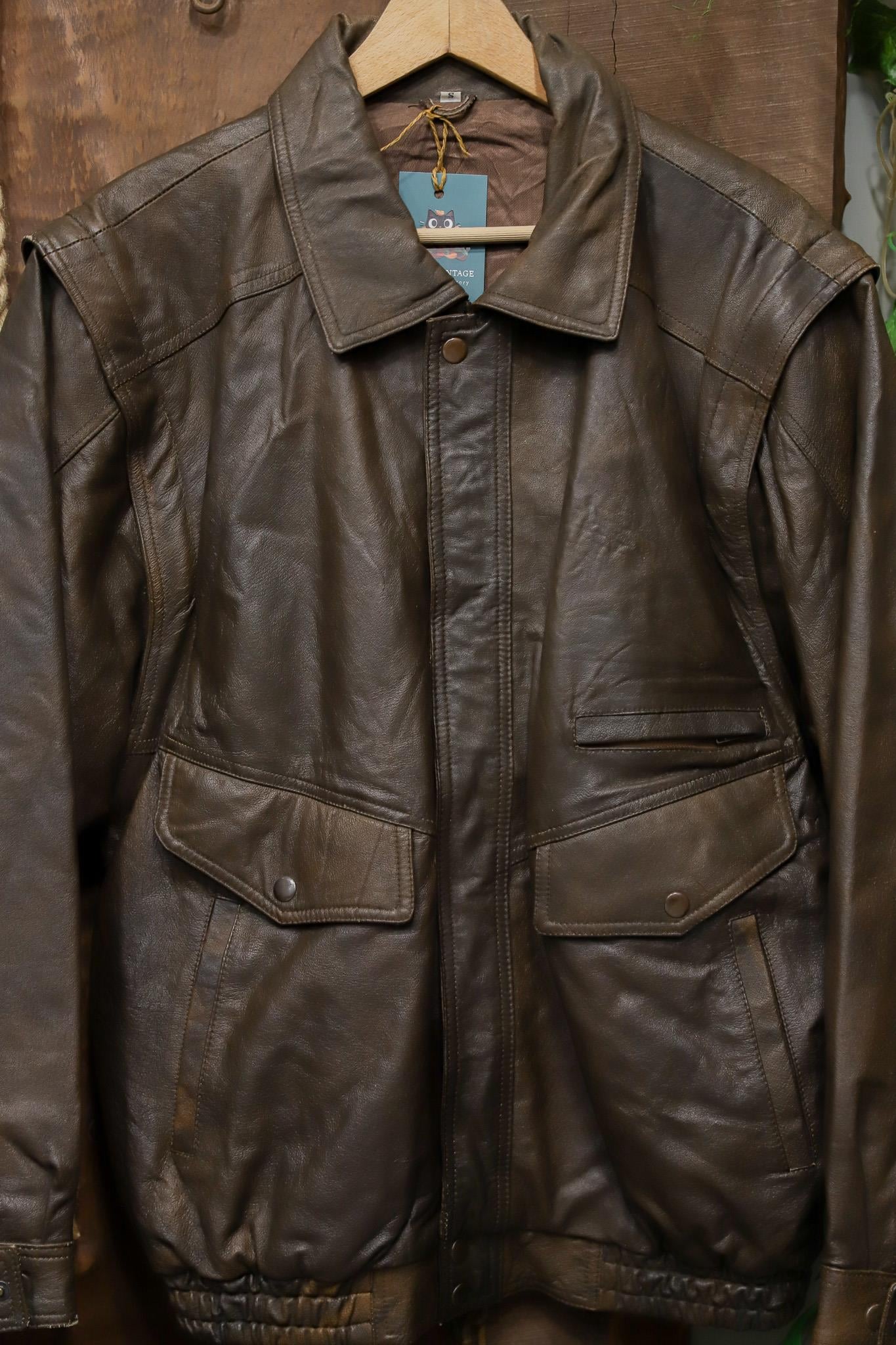 Brown Bomber 90s Deri Ceket