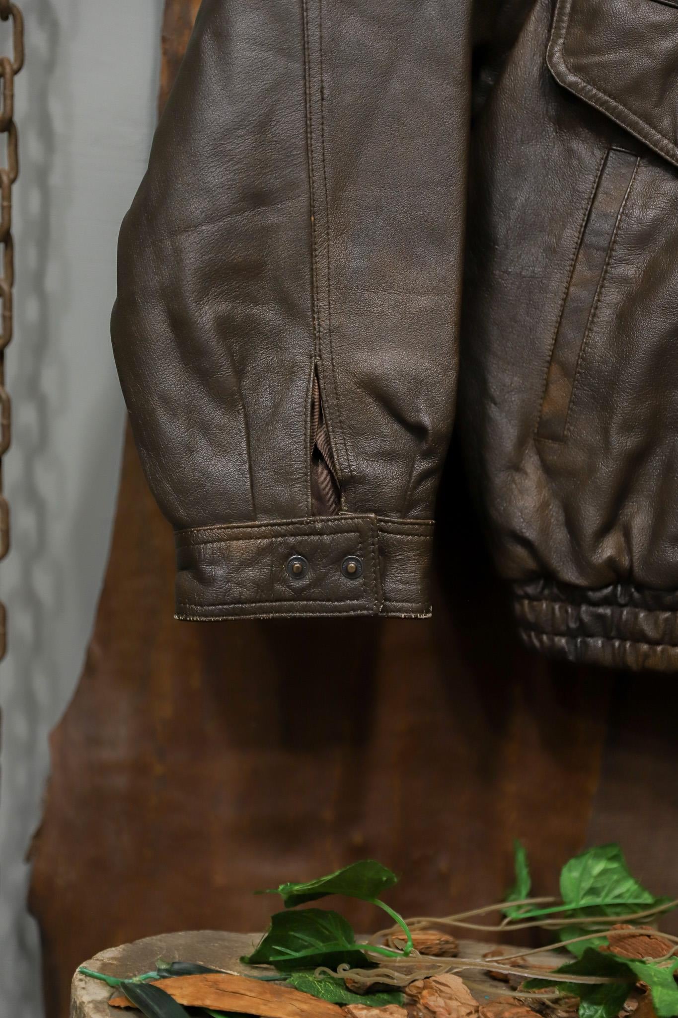 Brown Bomber 90s Deri Ceket