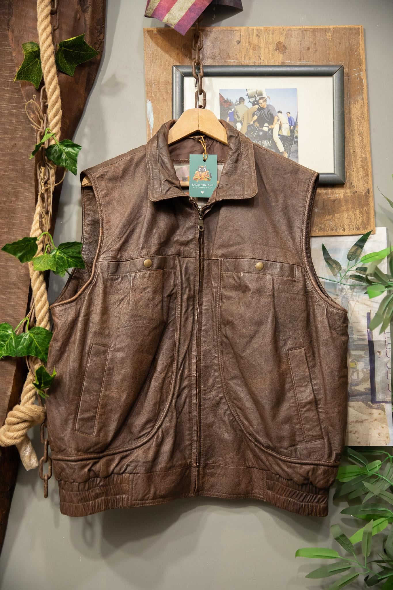 Brown Bomber Deri Yelek