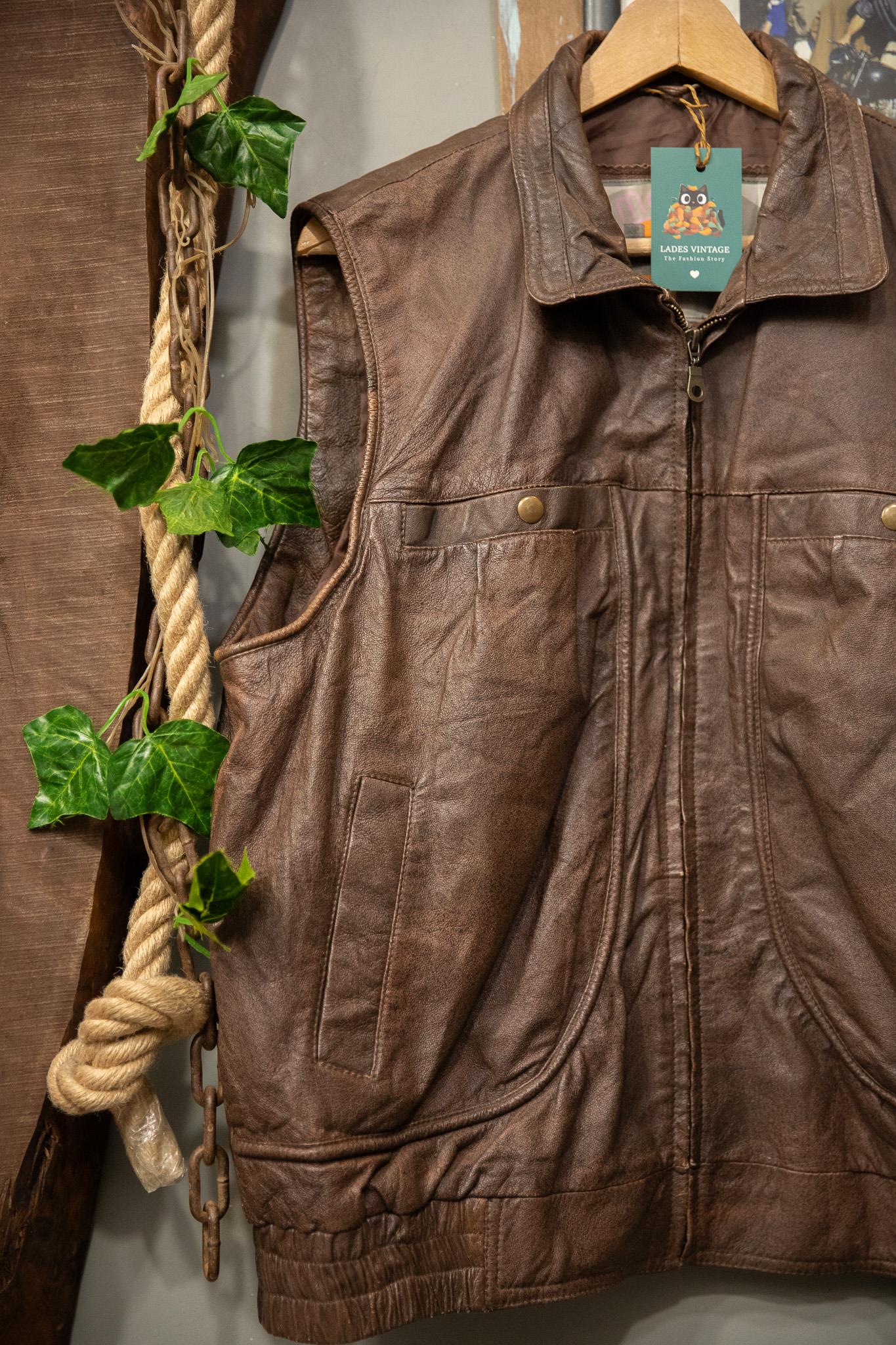 Brown Bomber Deri Yelek