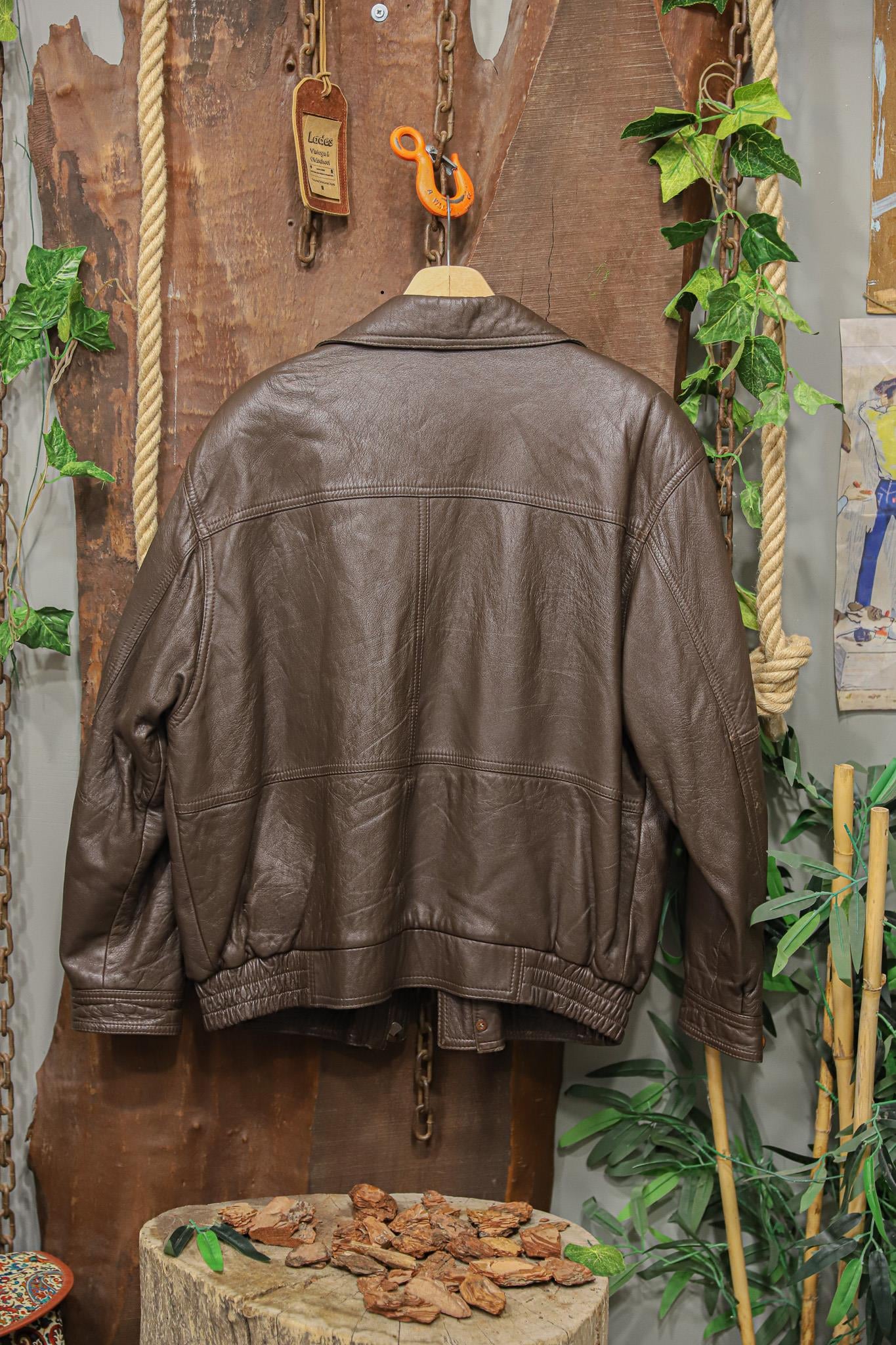 Brown Classic 90s Bomber Deri Ceket