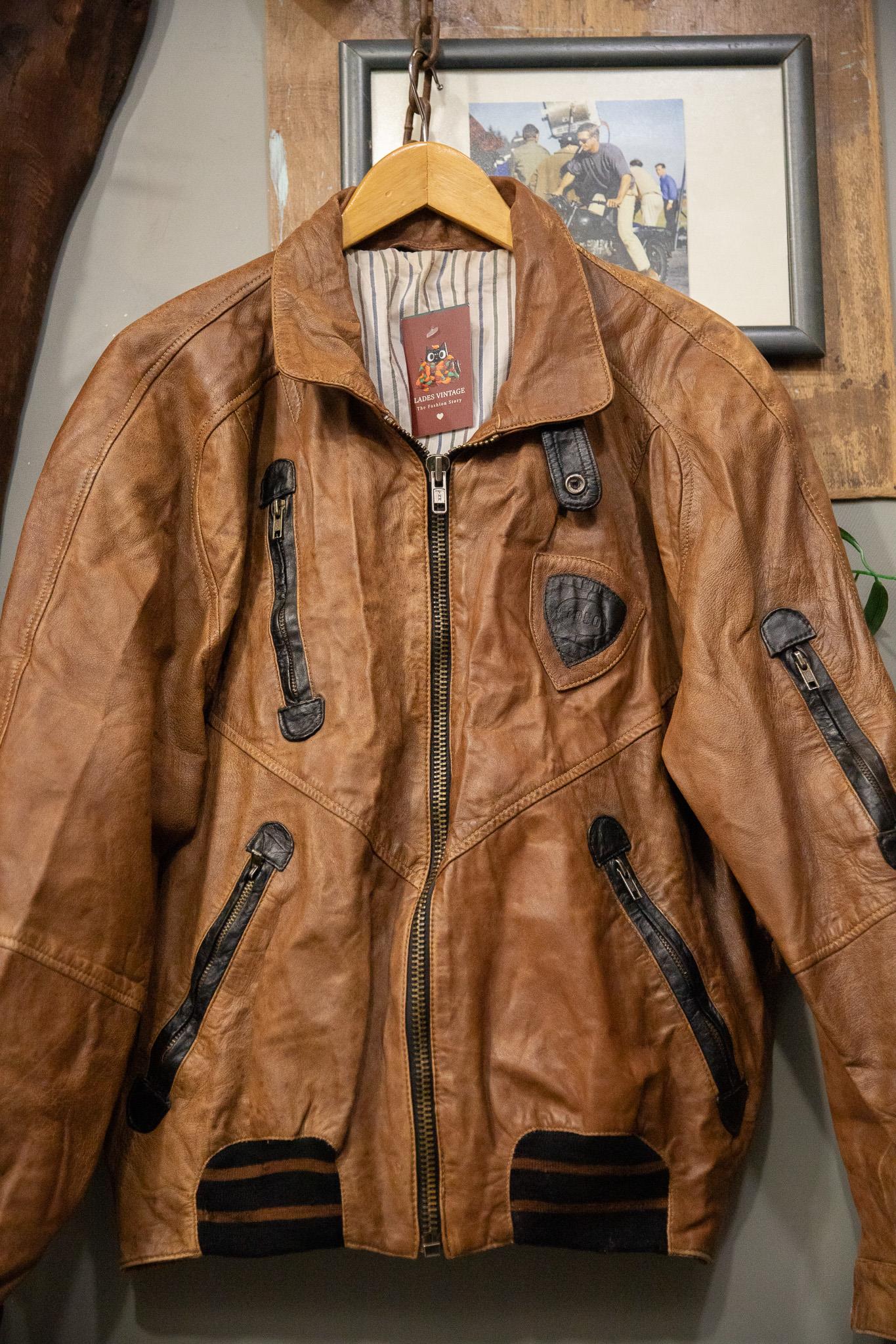 Brown Classic Bomber Deri Ceket