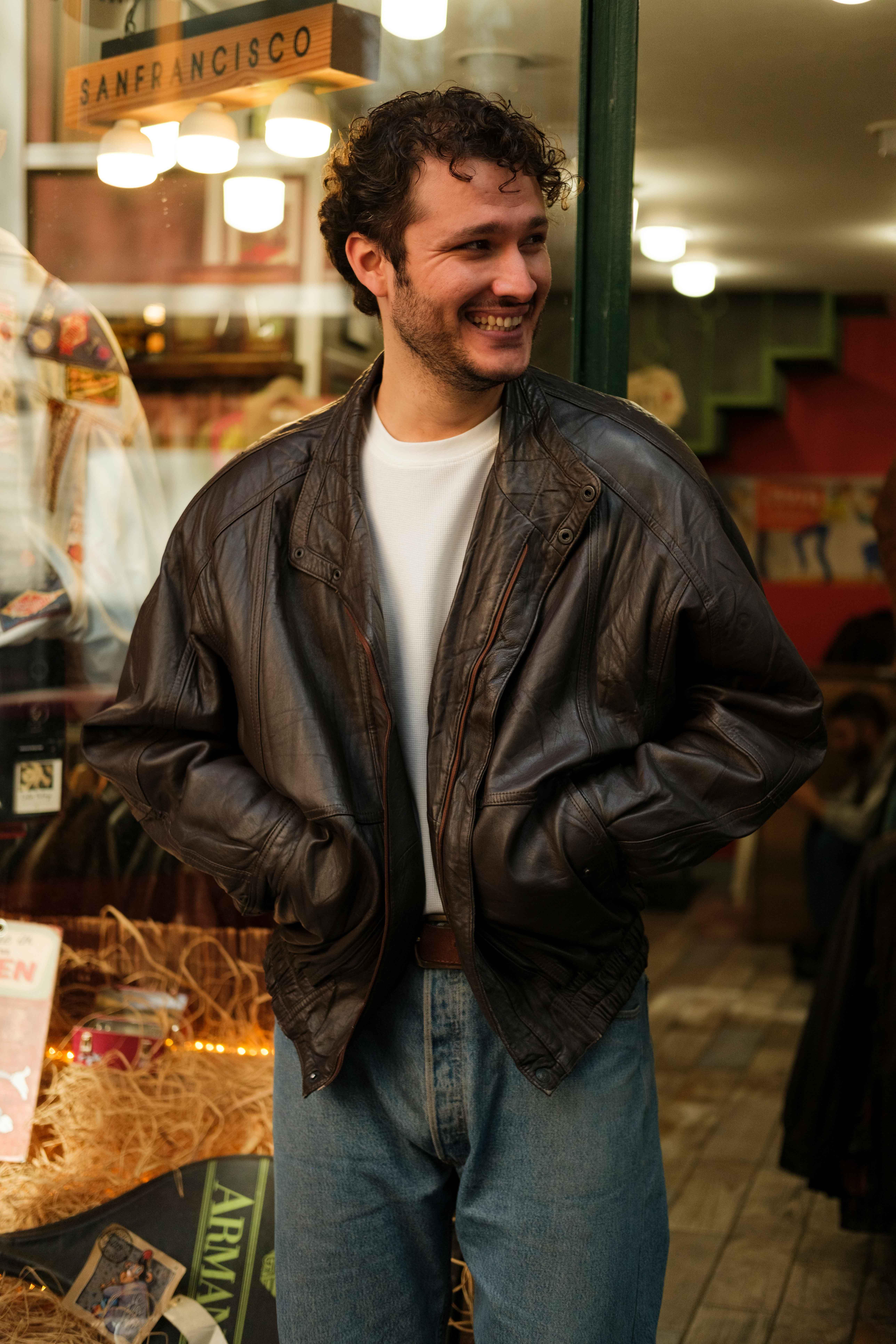 Brown Ton Bomber Unisex Deri Ceket