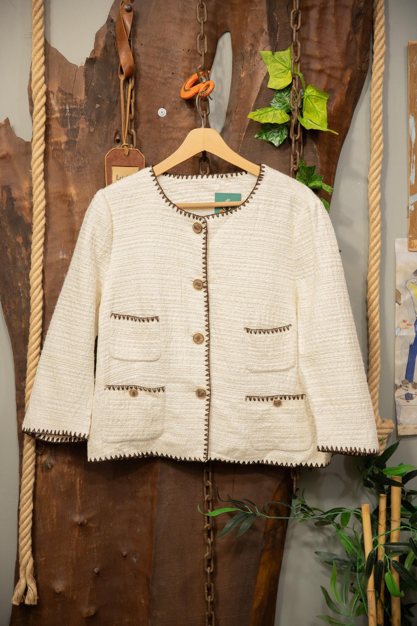 Chanel Style Krem Blazer Ceket