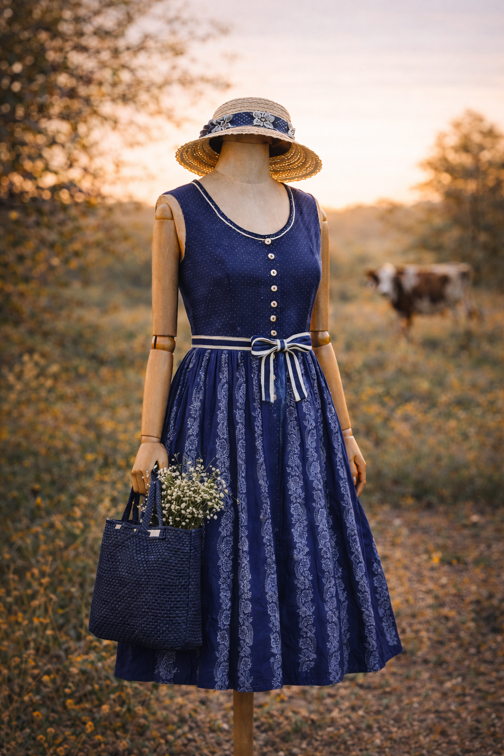 Classic 80s Alpine Moser Polka Dönem Elbise