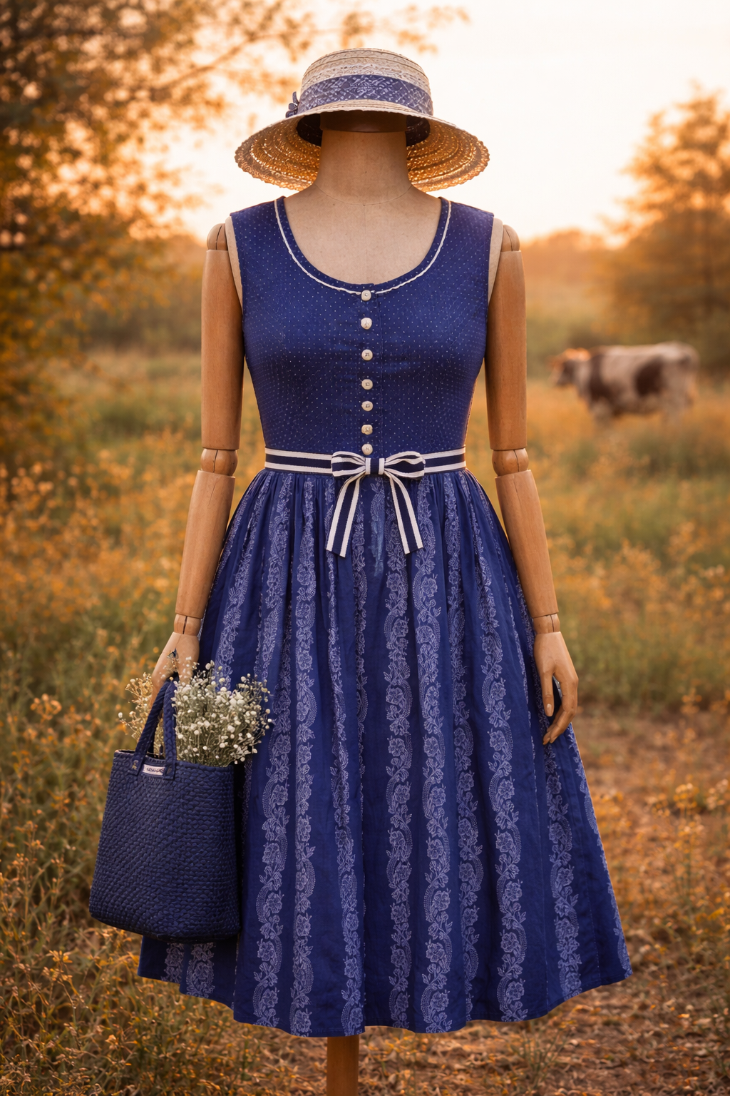 Classic 80s Alpine Moser Polka Dönem Elbise