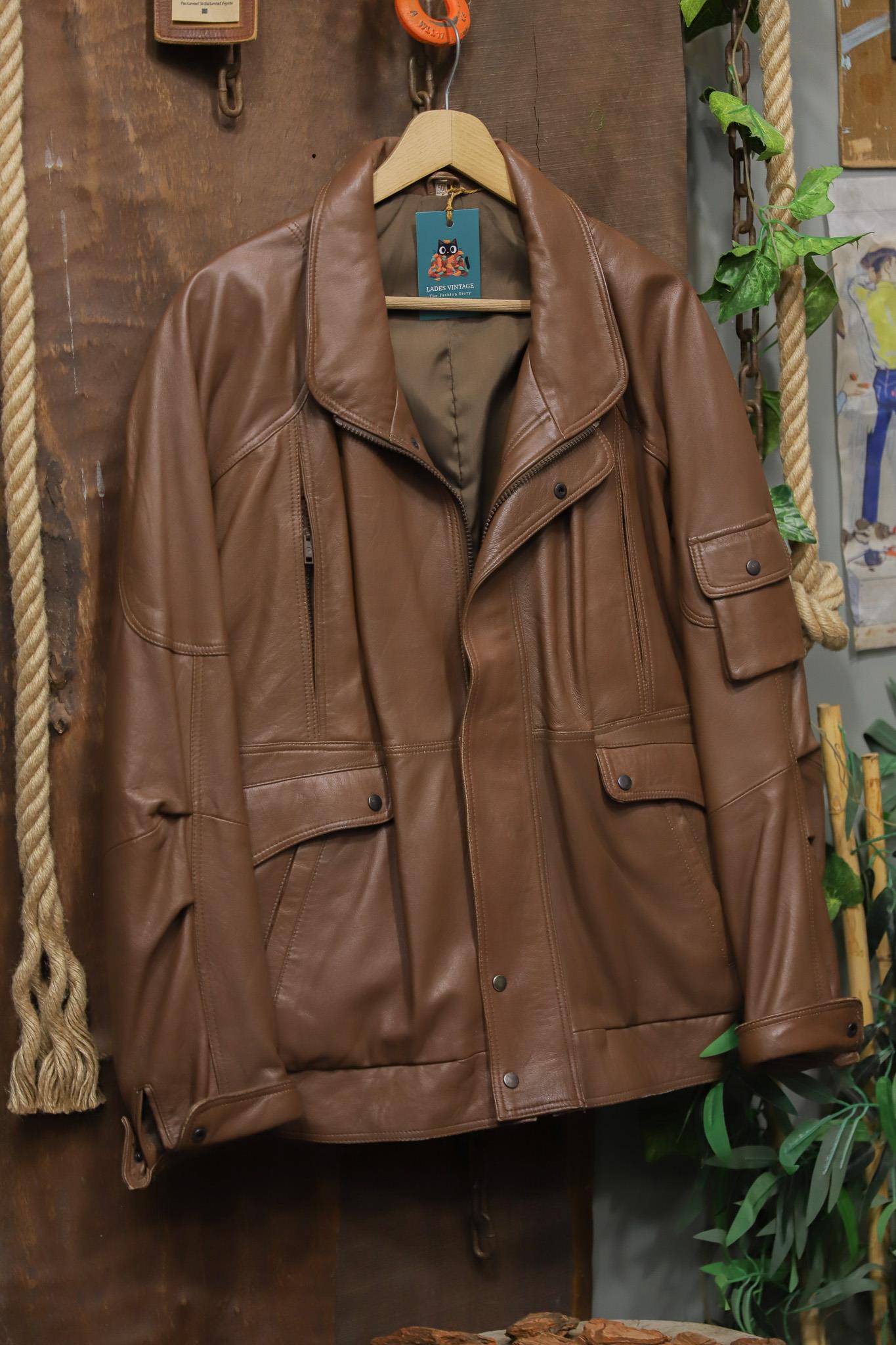 Classic 80s Brown Bomber Deri Ceket