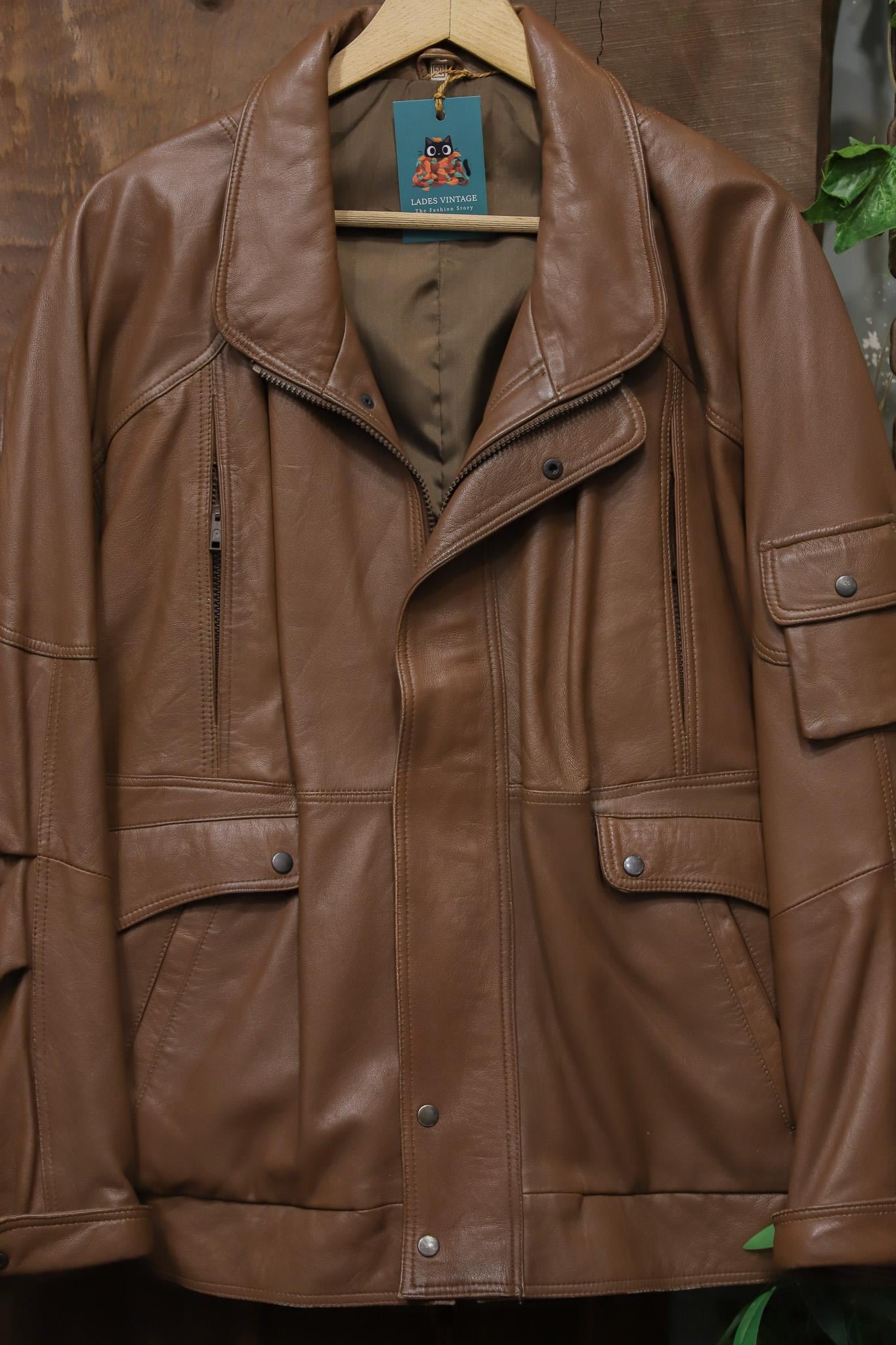 Classic 80s Brown Bomber Deri Ceket
