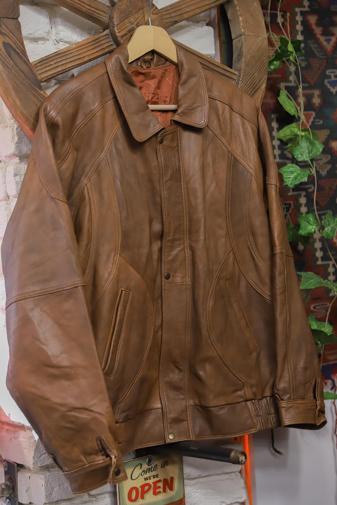 Classic 90s Brown Bomber Deri Ceket