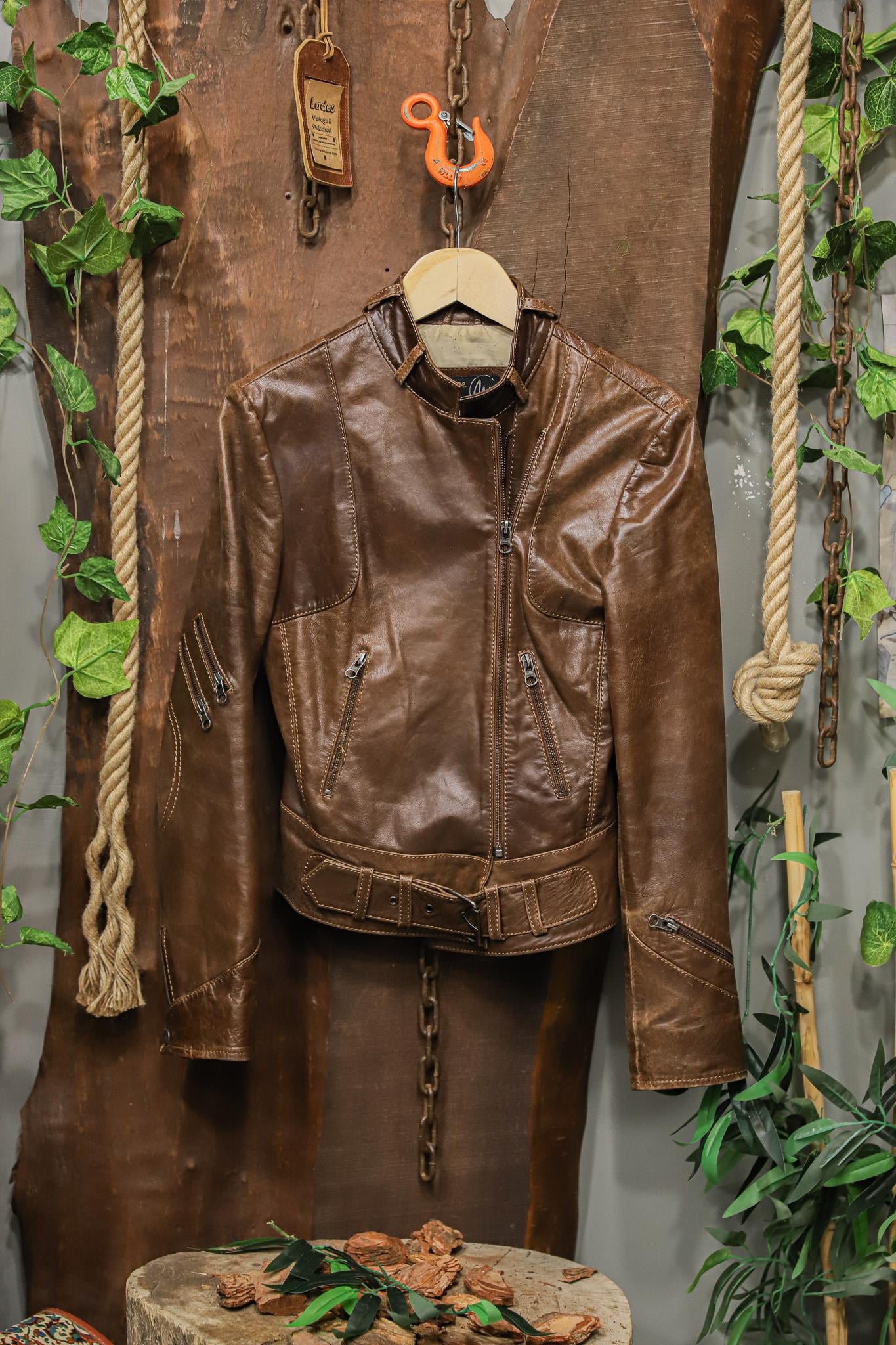 Classic 90s Brown Moto Deri Ceket
