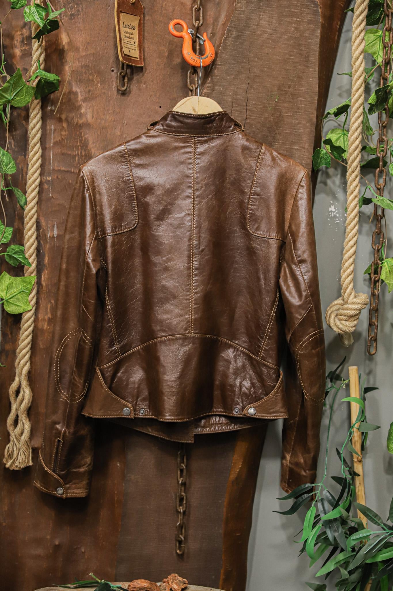 Classic 90s Brown Moto Deri Ceket