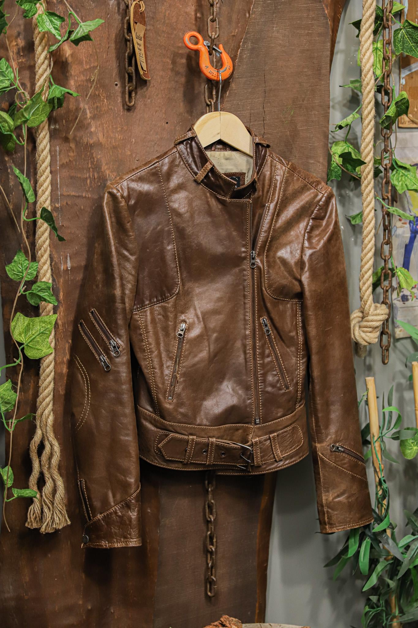 Classic 90s Brown Moto Deri Ceket