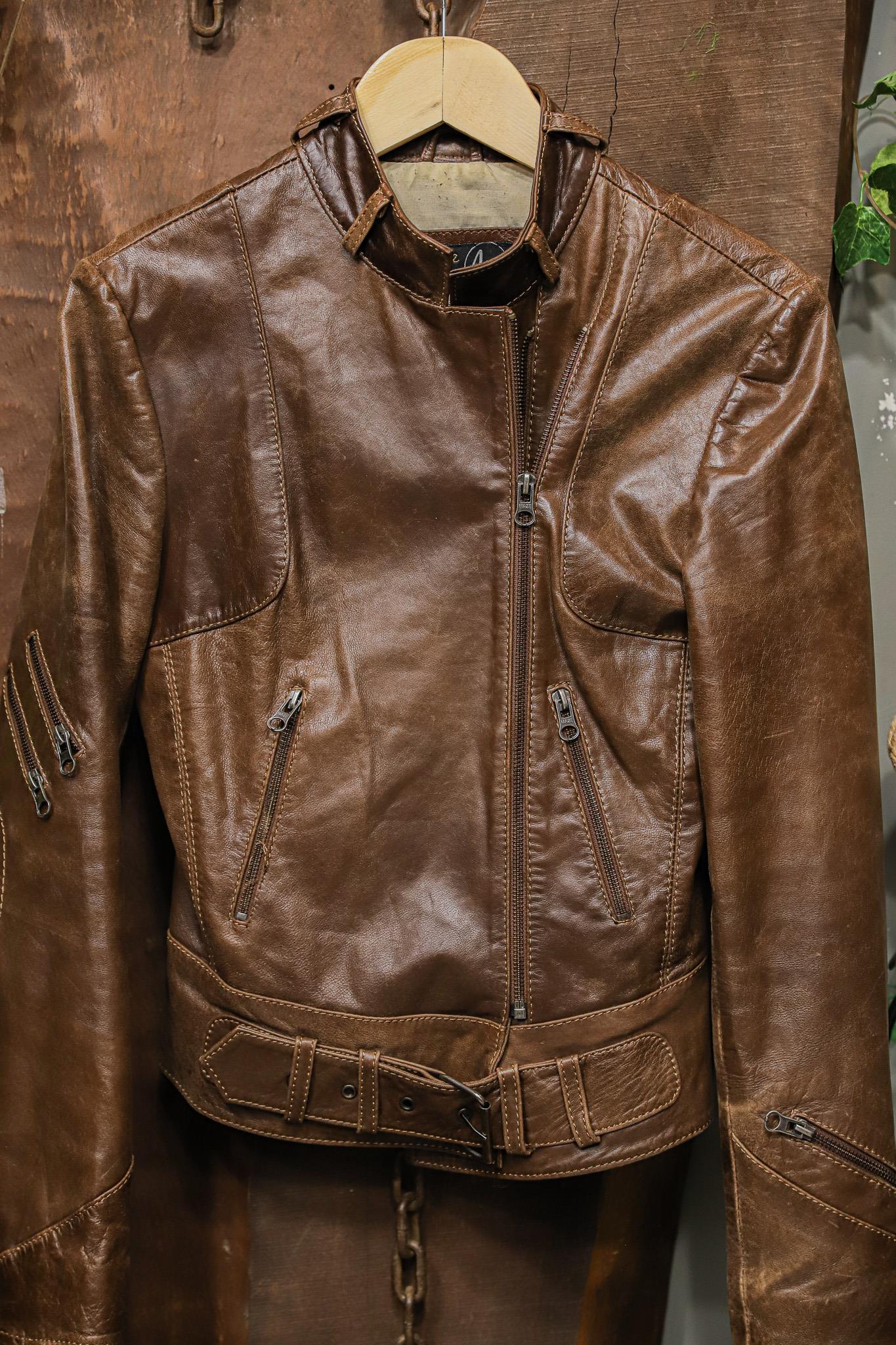 Classic 90s Brown Moto Deri Ceket
