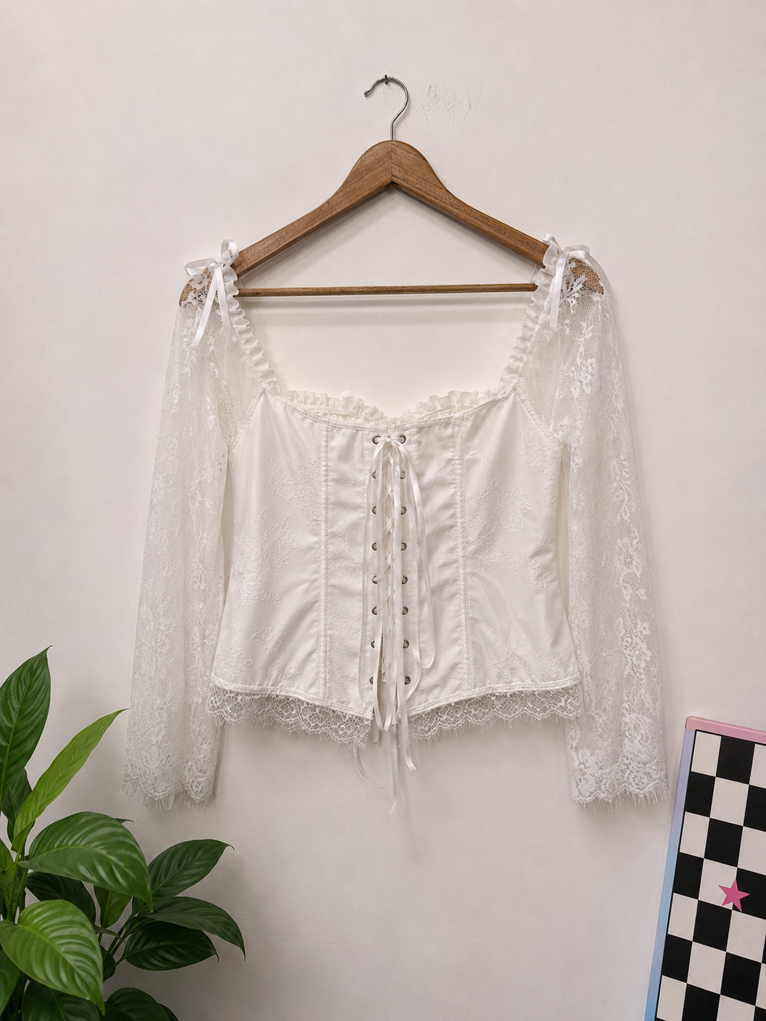 Dantel Kollu White Lace&Satin Korse