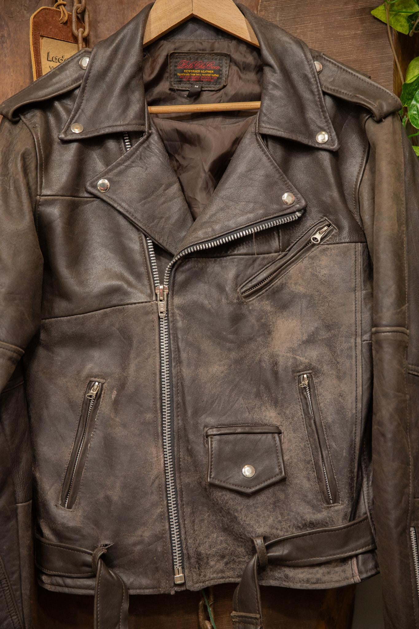 Eskitme Biker Moto Deri Ceket