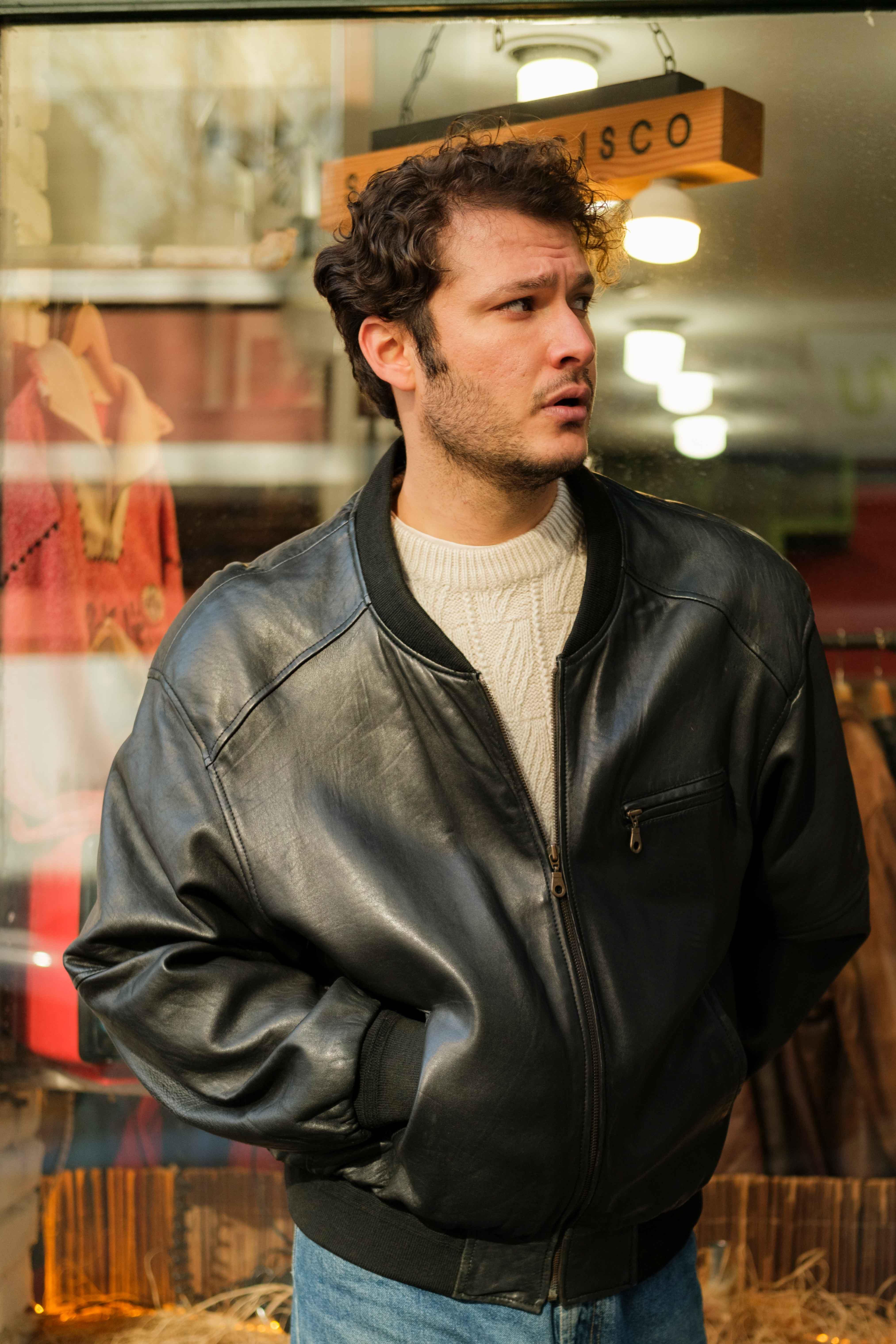 ESKİTME VİNTAGE BOMBER DERİ CEKET