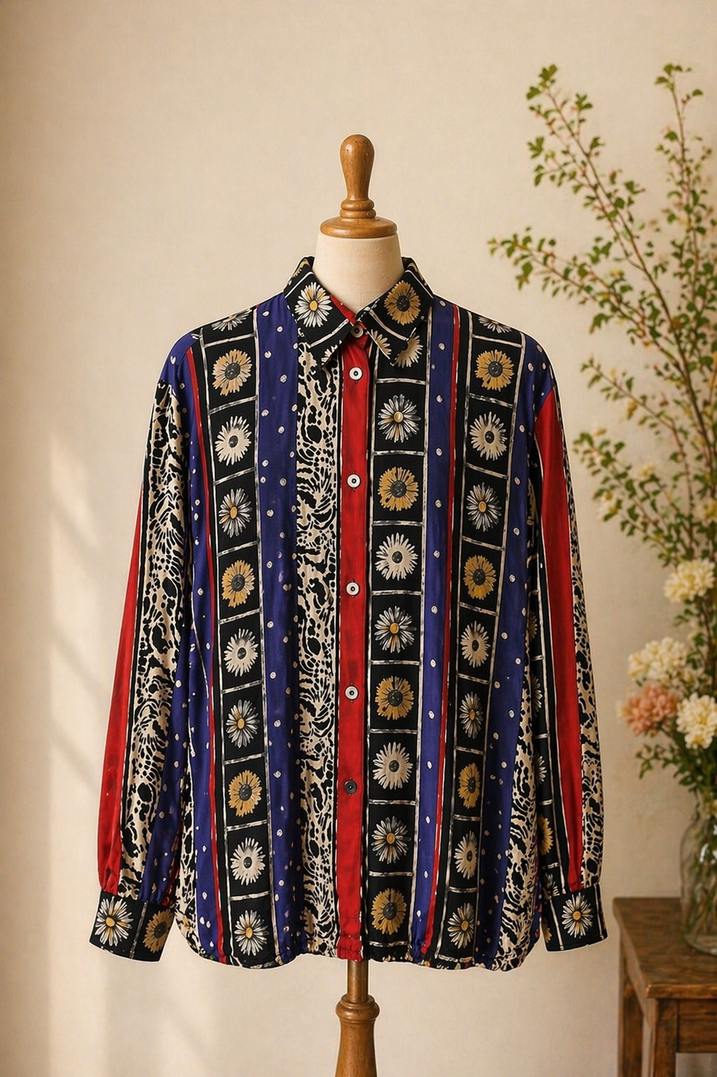 Etnik 90s İpek Gömlek