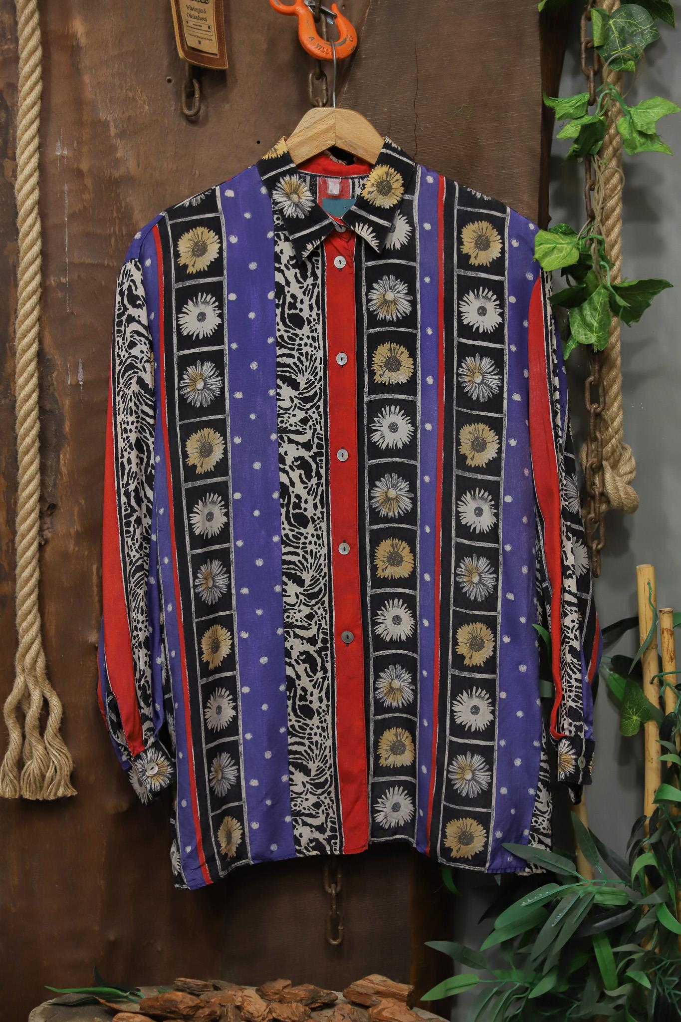 Etnik 90s İpek Gömlek